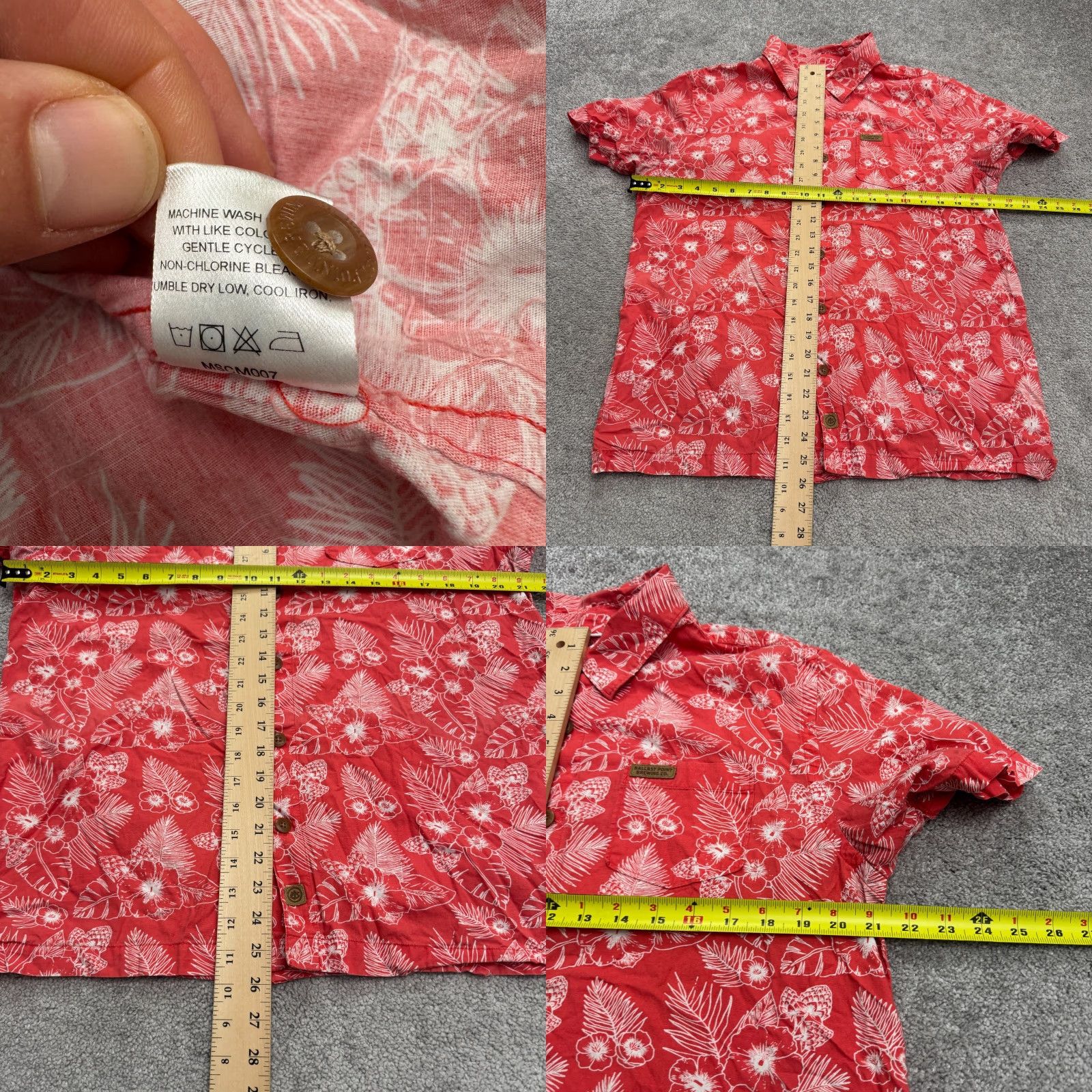Vintage Toes On The Nose x Ballast Point Button-Up Shirt Adults Medium Red Floral Beach Hawaiian Short Sleeve Cotton 42in Chest Mens Size US M / EU 48-50 / 2 - 8 Thumbnail