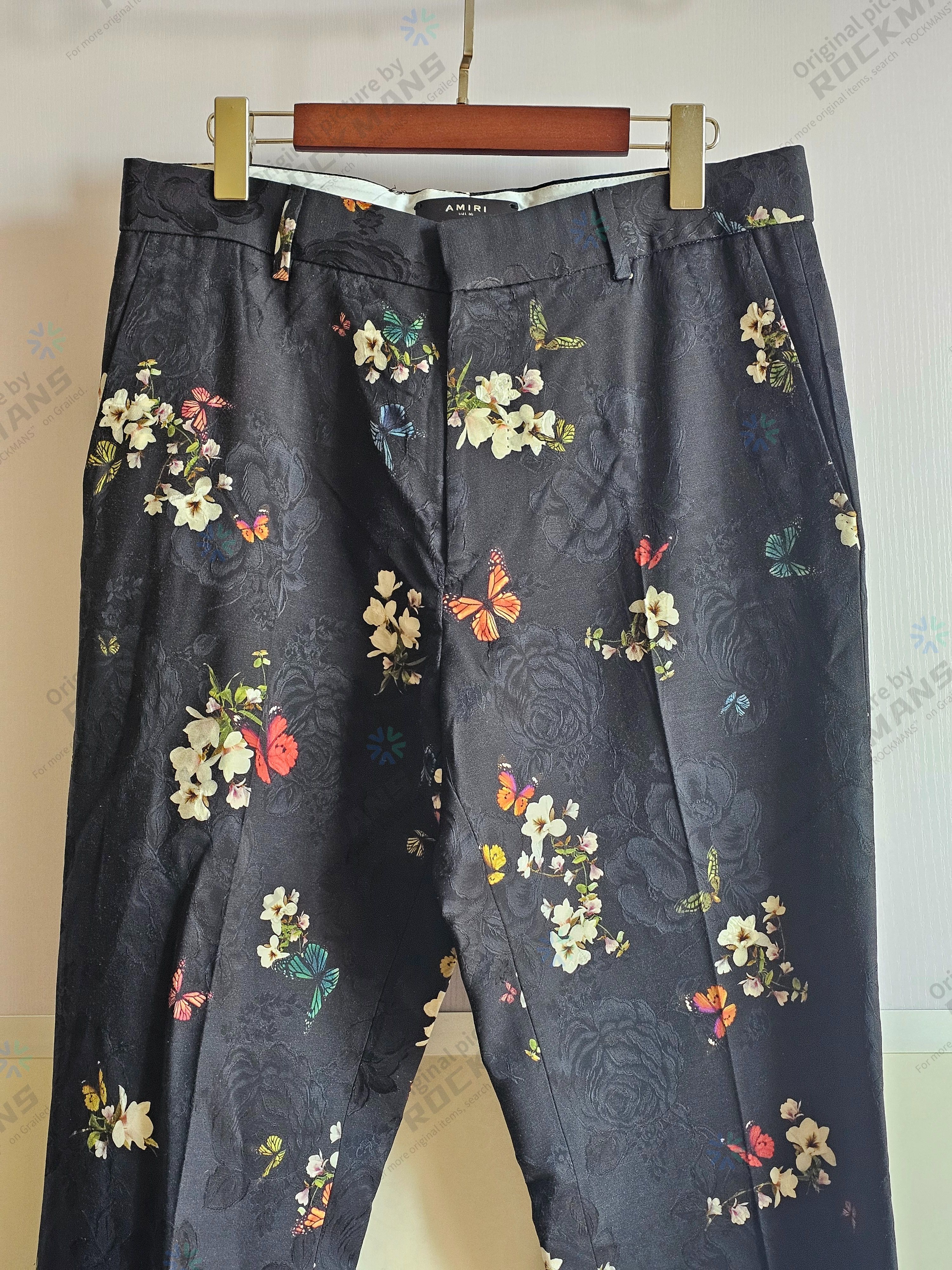 Amiri Amiri Black Butterfly Jacquard Wool Pants Size 50 $1290 Size US 34 / EU 50 - 2 Thumbnail