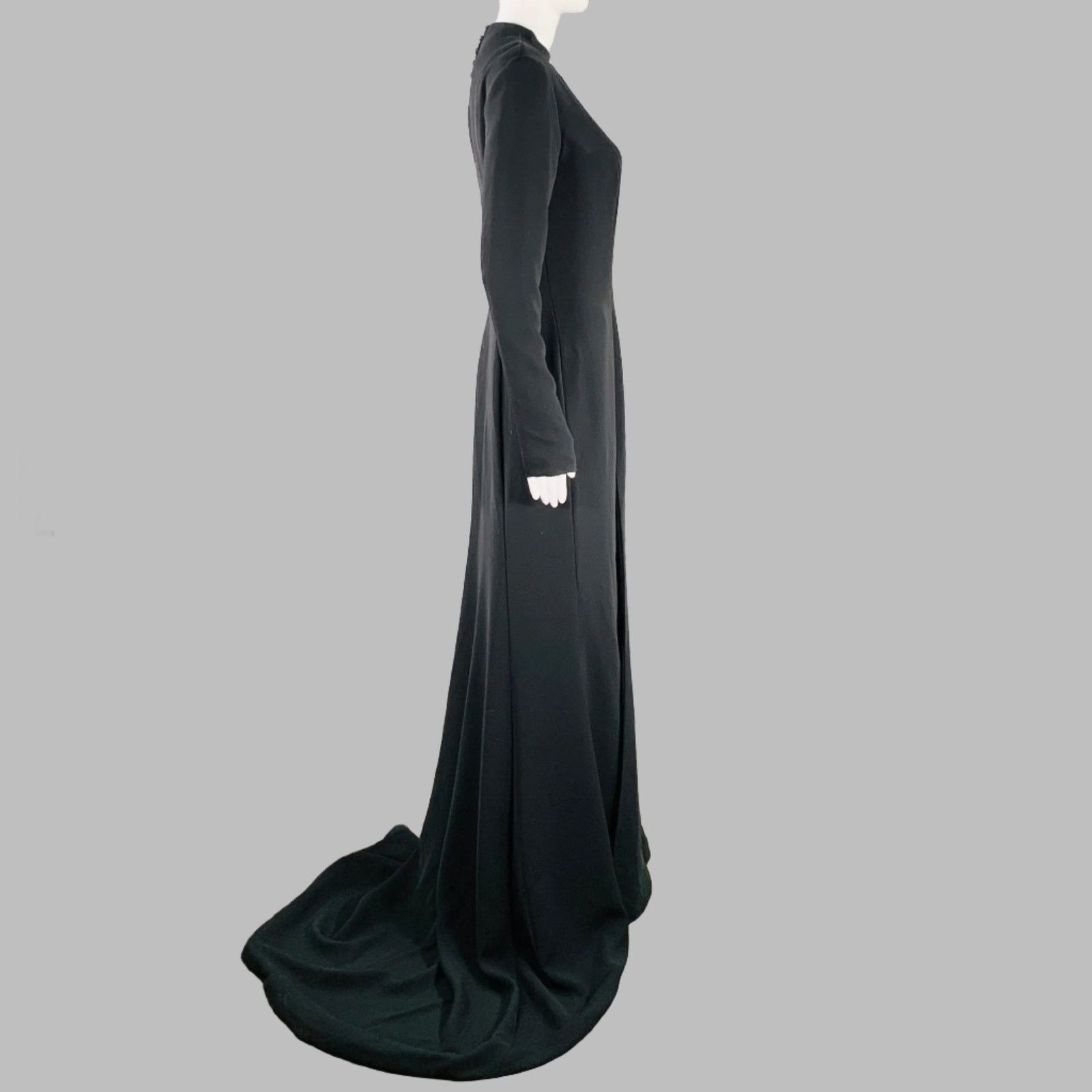 Other KAMPERETT Arc Black Long Sleeve Keyhole Back Evening Gown Size S / US 4 / IT 40 - 2 Thumbnail