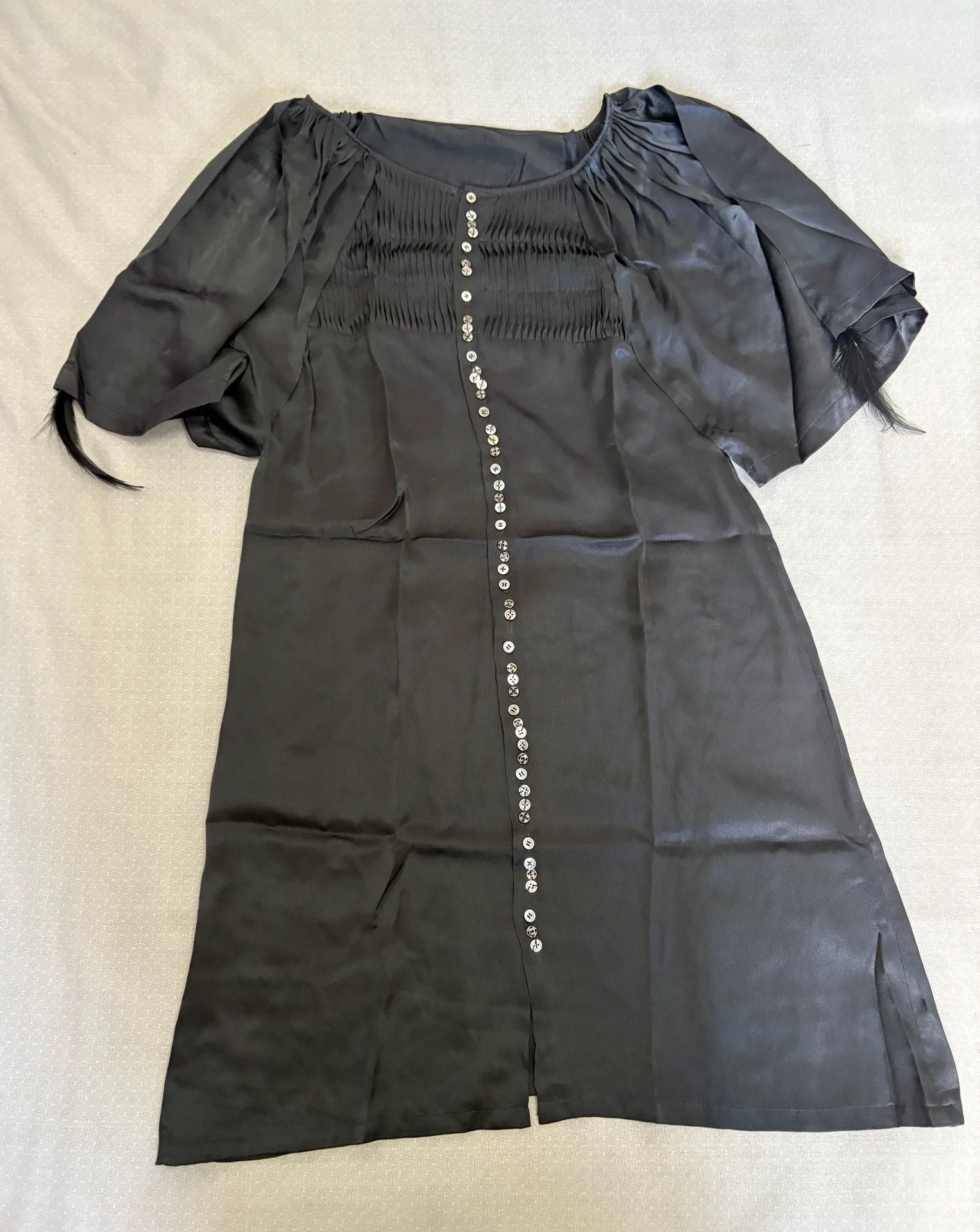 Sunao Kuwahara sunaokuwahara vintage dress feather collar pleats buttoned Size M / US 6-8 / IT 42-44 - 2 Thumbnail