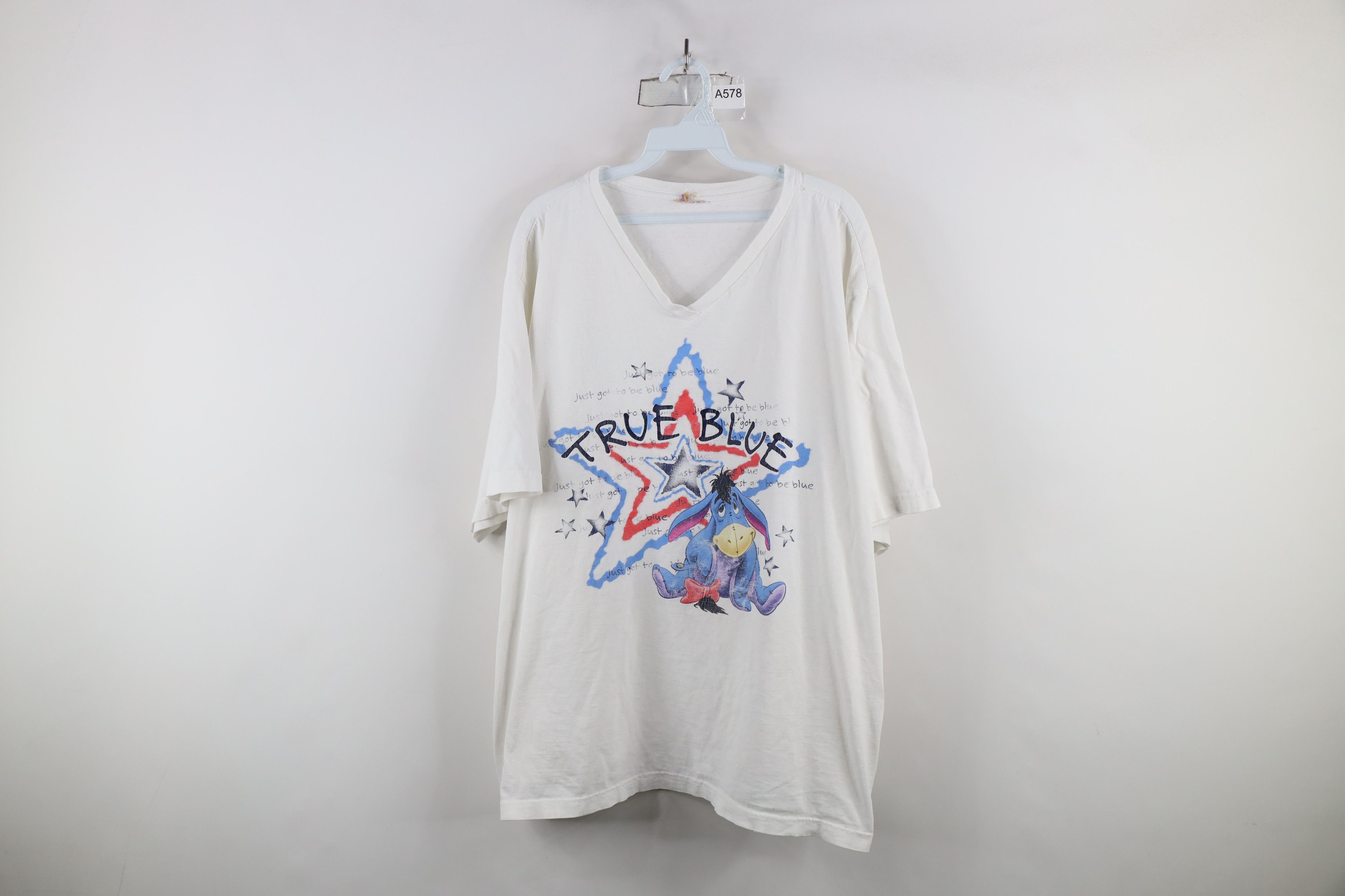 Disney × Vintage Vintage 90s Disney Winnie the Pooh Eeyore V-neck T-Shirt Size 4XL / US 24-26 - 1 Thumbnail