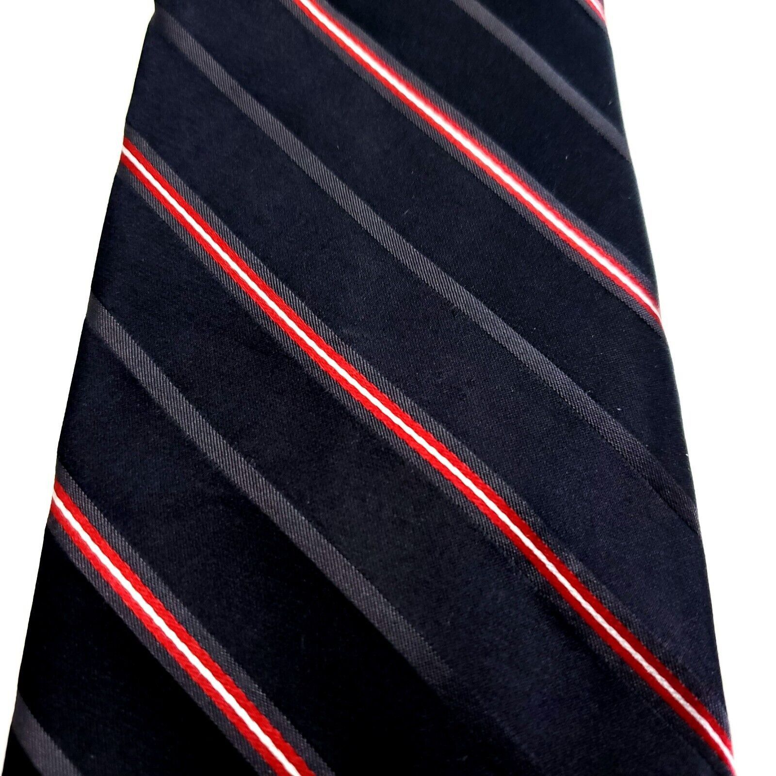 Express Express Design Studio Silk Tie Woven Black Red Striped Size ONE SIZE - 2 Thumbnail