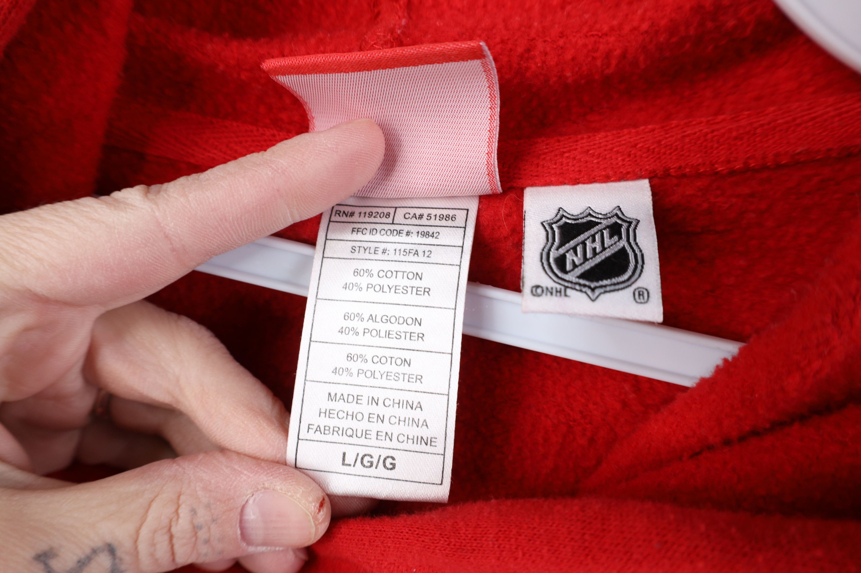 Reebok Vintage Reebok Detroit Red Wings Hockey Hoodie Sweatshirt Size US L / EU 52-54 / 3 - 10 Thumbnail
