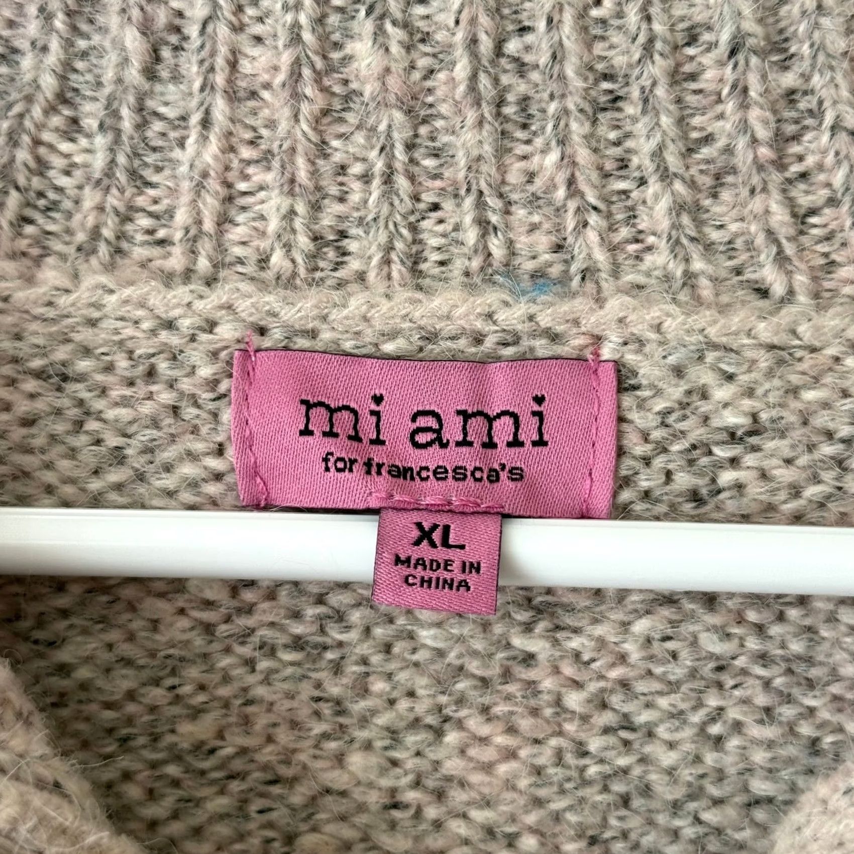 Vintage Francesca's Mi Ami Marled Knit Hannah Snap Button Collar Pullover Sweater XL Pink Womens Size XL / US 12-14 / IT 48-50 - 5 Thumbnail