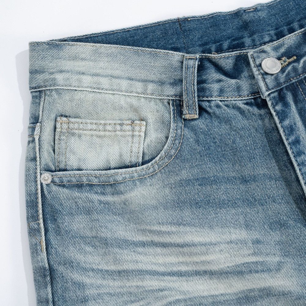 Jean Men's punk gradient distressed loose washed denim jeans Size US 32 / EU 48 - 4 Thumbnail