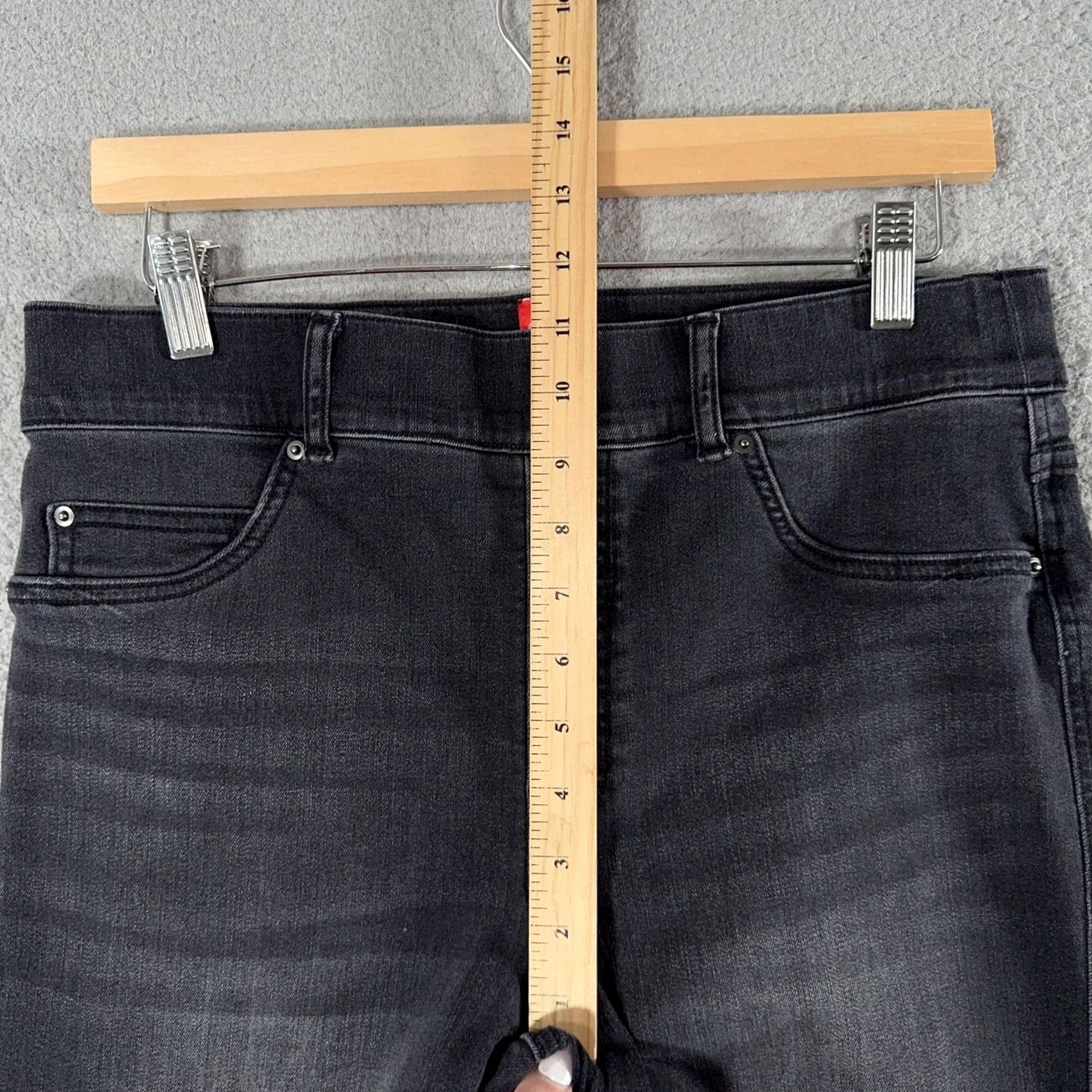 Spanx Spanx Jeans Womens L Black High Rise Straight Leg Shaping Stretch Denim Pants Size 36" / US 14 / IT 50 - 5 Thumbnail
