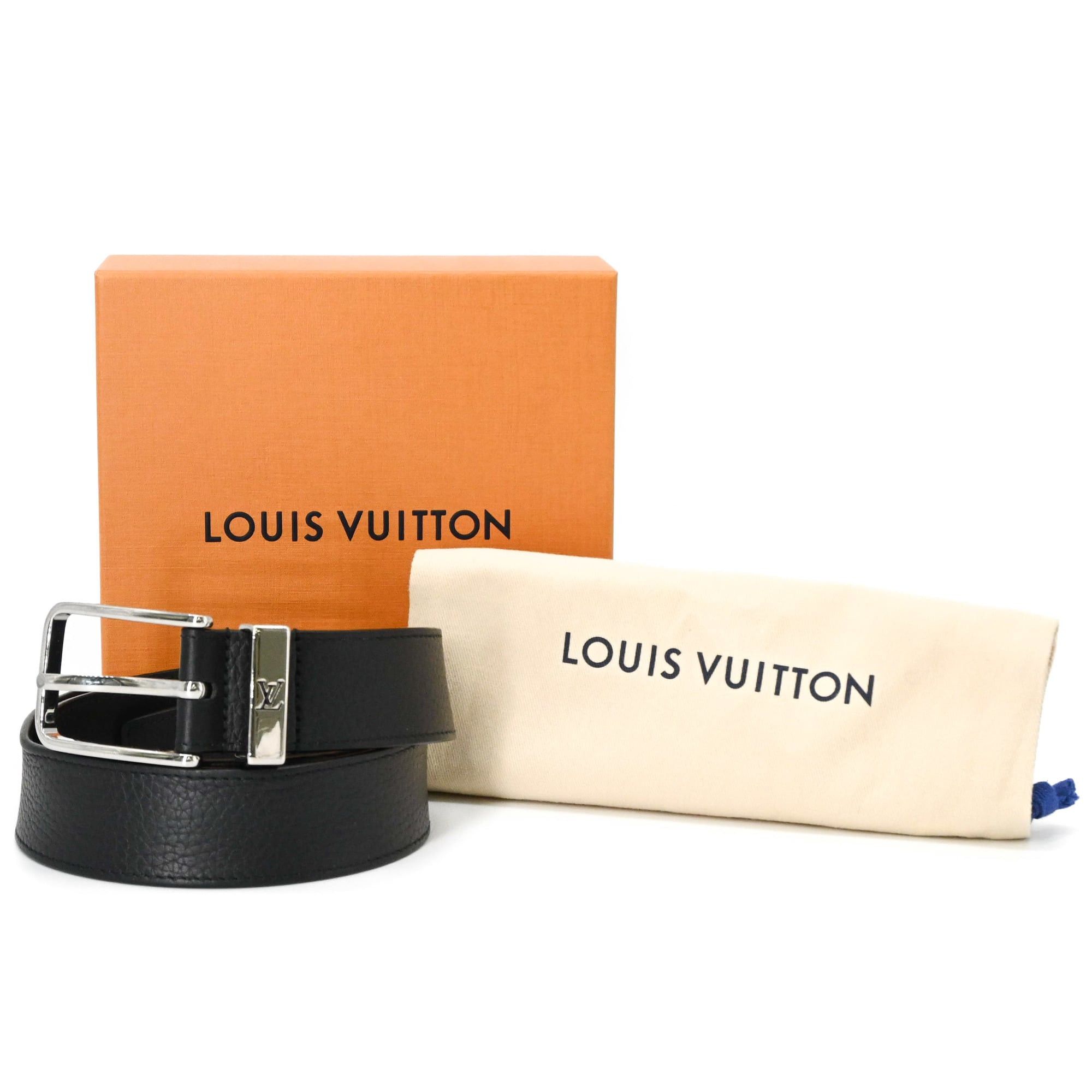 Louis Vuitton Louis Vuitton Belt Pont Neuf Taurillon Leather 34mm Black M8202 Size ONE SIZE - 1 Thumbnail
