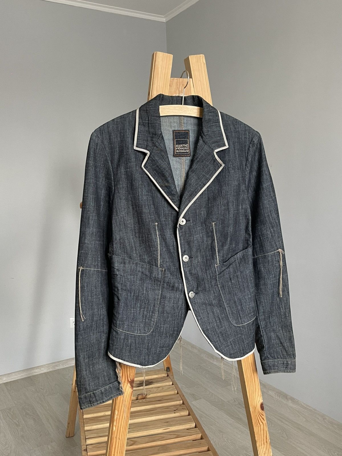 Marithe + Francois Girbaud Marithe Francois Girbaud Avant Garde Denim Blazer Jacket Size M / US 6-8 / IT 42-44 - 2 Thumbnail