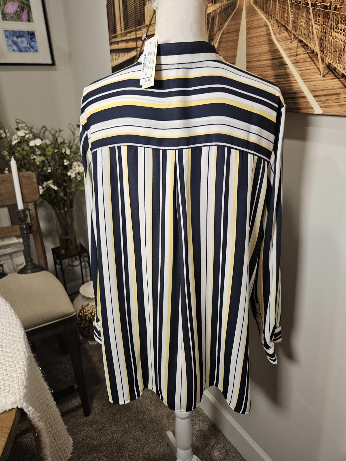 Designer Nwt Christopher & Banks Striped Long Sleeve Blouse-XL Size XL / US 12-14 / IT 48-50 - 2 Thumbnail