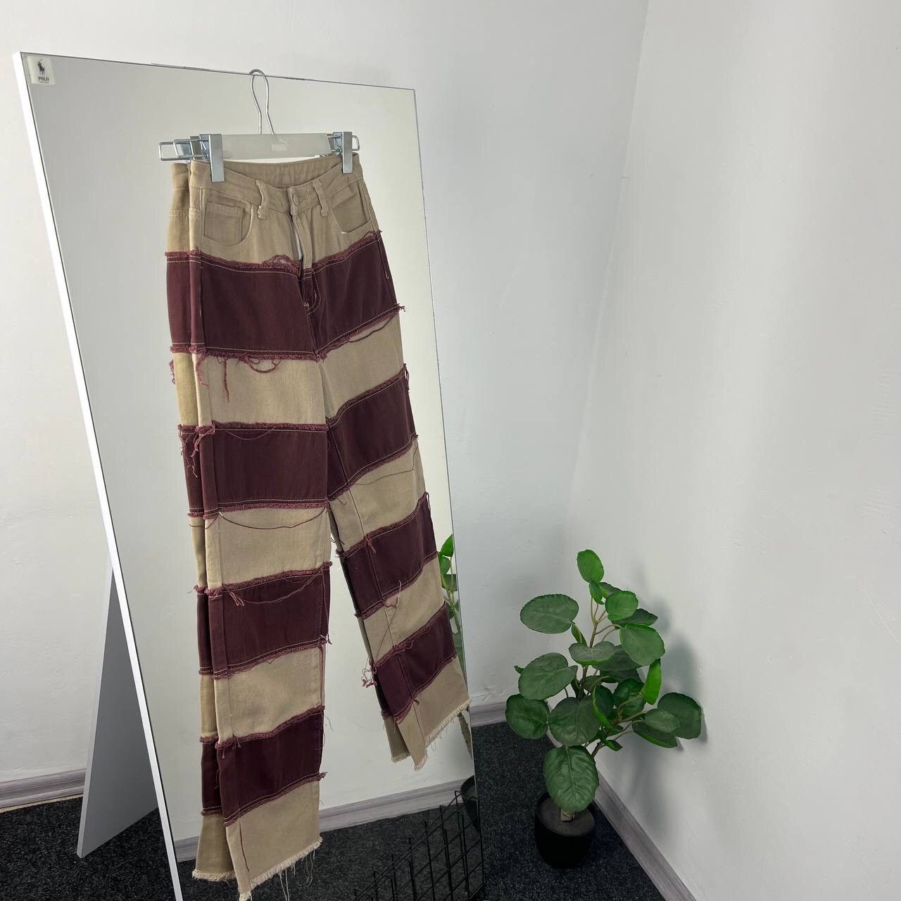 Vintage Distressed Denim Jeans Baggy Striped Y2k Size 24" / US 00 / IT 34 - 1 Thumbnail