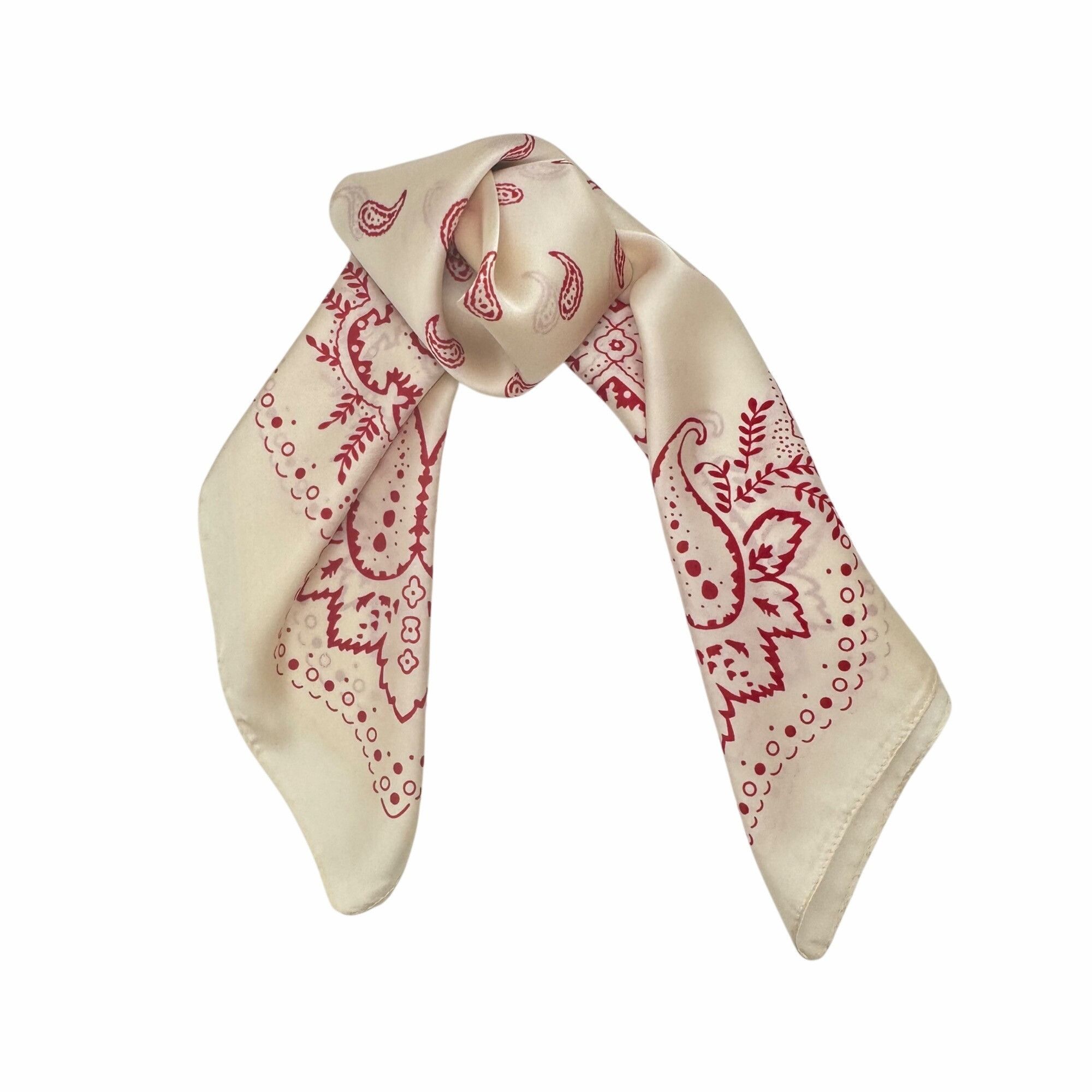 Other ❤️Elegant Bandana Square Scarf Silky Satin Soft WHITE RED Wr Size ONE SIZE - 4 Thumbnail