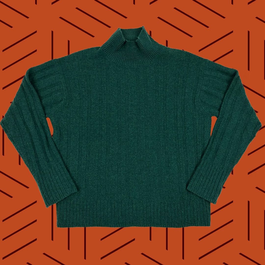 J.Crew VINTAGE: No (omit) J Crew Sweater Womens S Green SuperSoft Yarn Merino Wool Alpaca Ribbed Mockneck Size S / US 4 / IT 40 - 1 Thumbnail