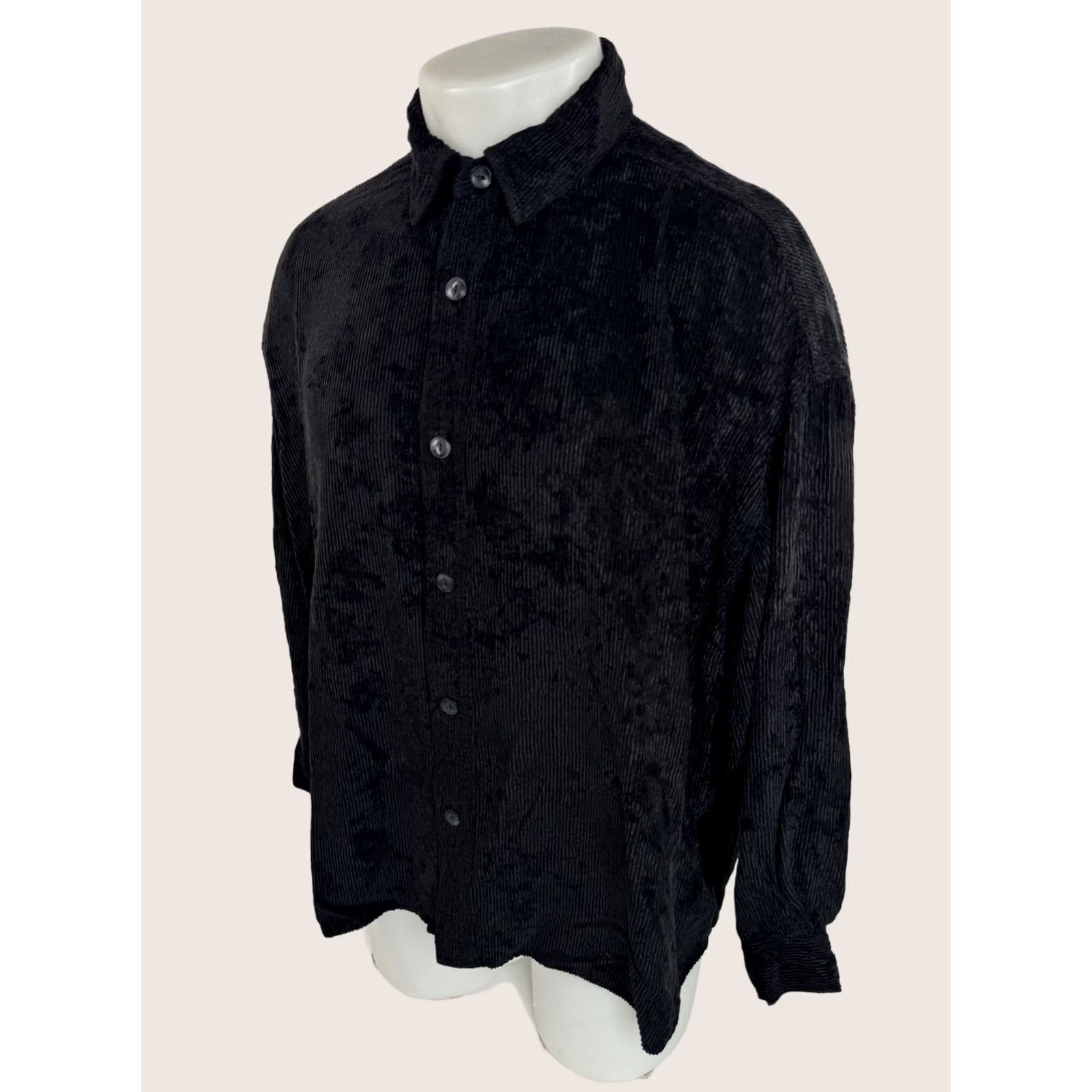 Rag & Bone Rag & Bone - Oversized Mens L Ribbed Velvet Corduroy Shirt - Button-Up Long Sleeve Black EXC Size US L / EU 52-54 / 3 - 1 Thumbnail