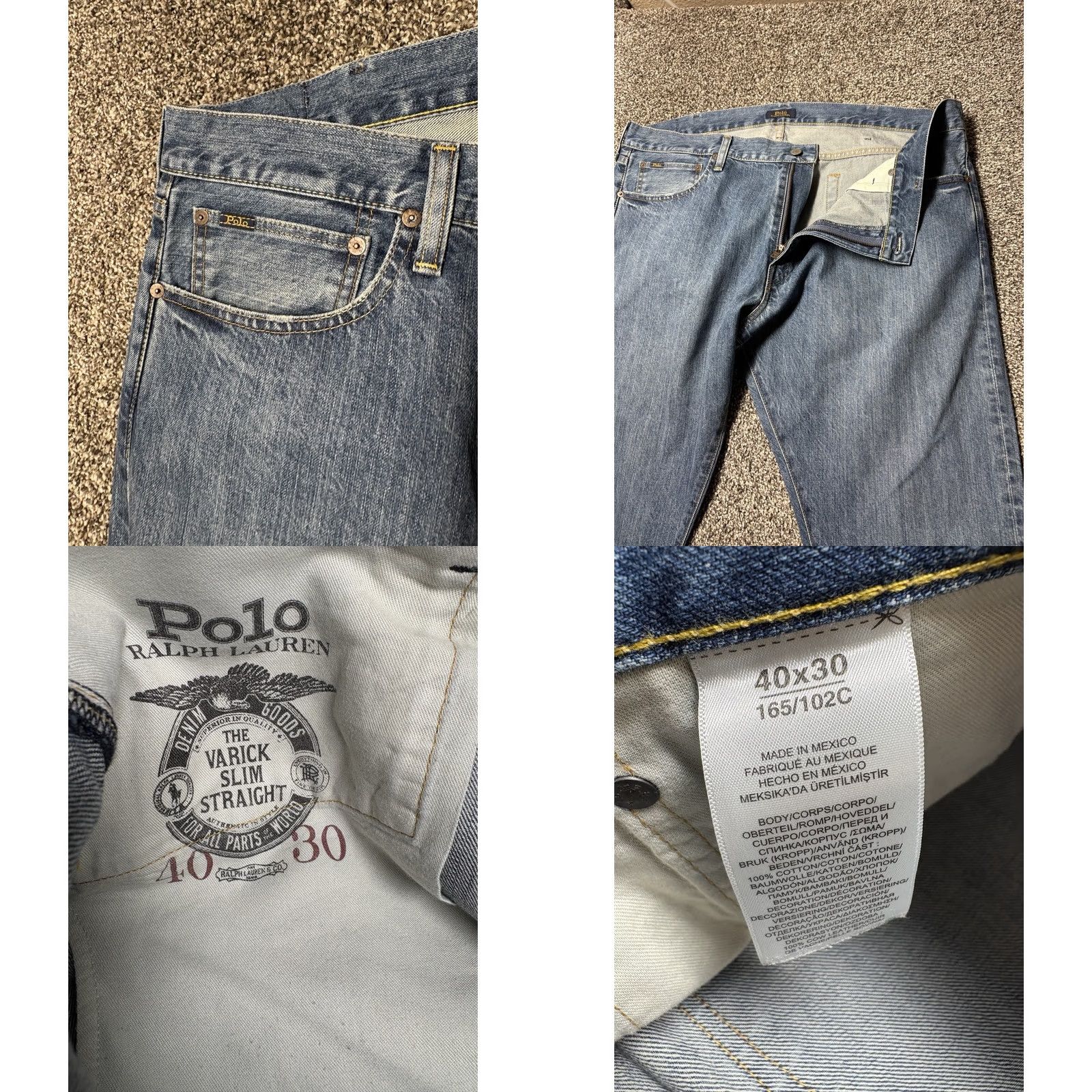 Polo Ralph Lauren VINTAGE? No. Polo Ralph Lauren Varick Jeans Mens 40x30 Slim Straight Denim Size US L / EU 52-54 / 3 - 8 Thumbnail