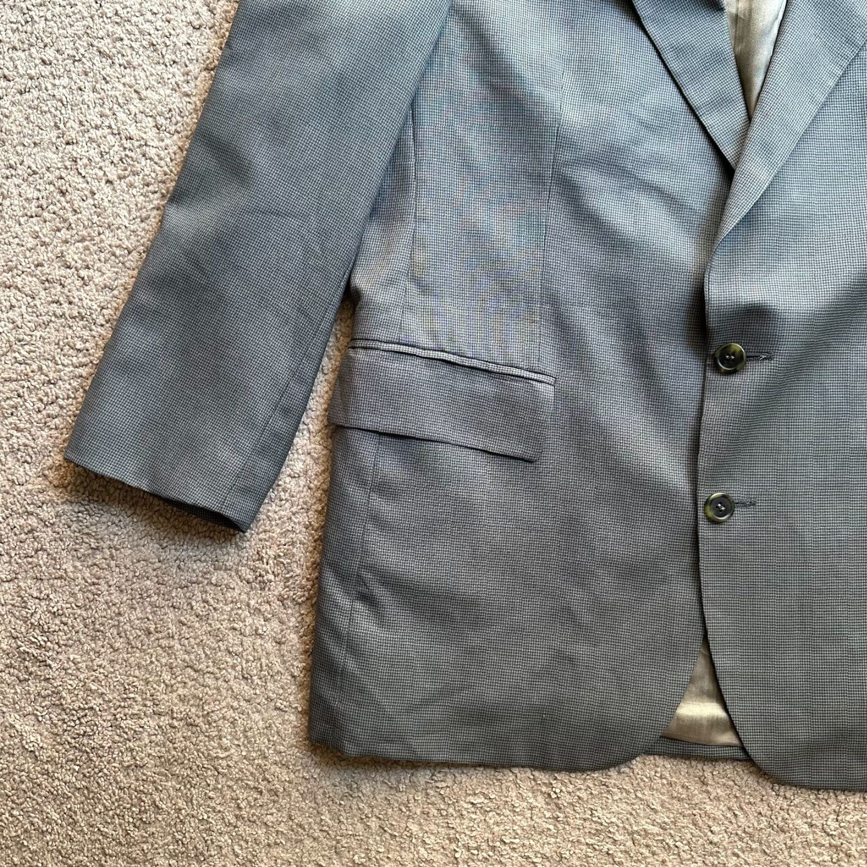 Chaps Chaps Ralph Lauren Blazer Mens 44R Wool Two-Button Notch Gray Solid Jacket Size 44R - 7 Thumbnail