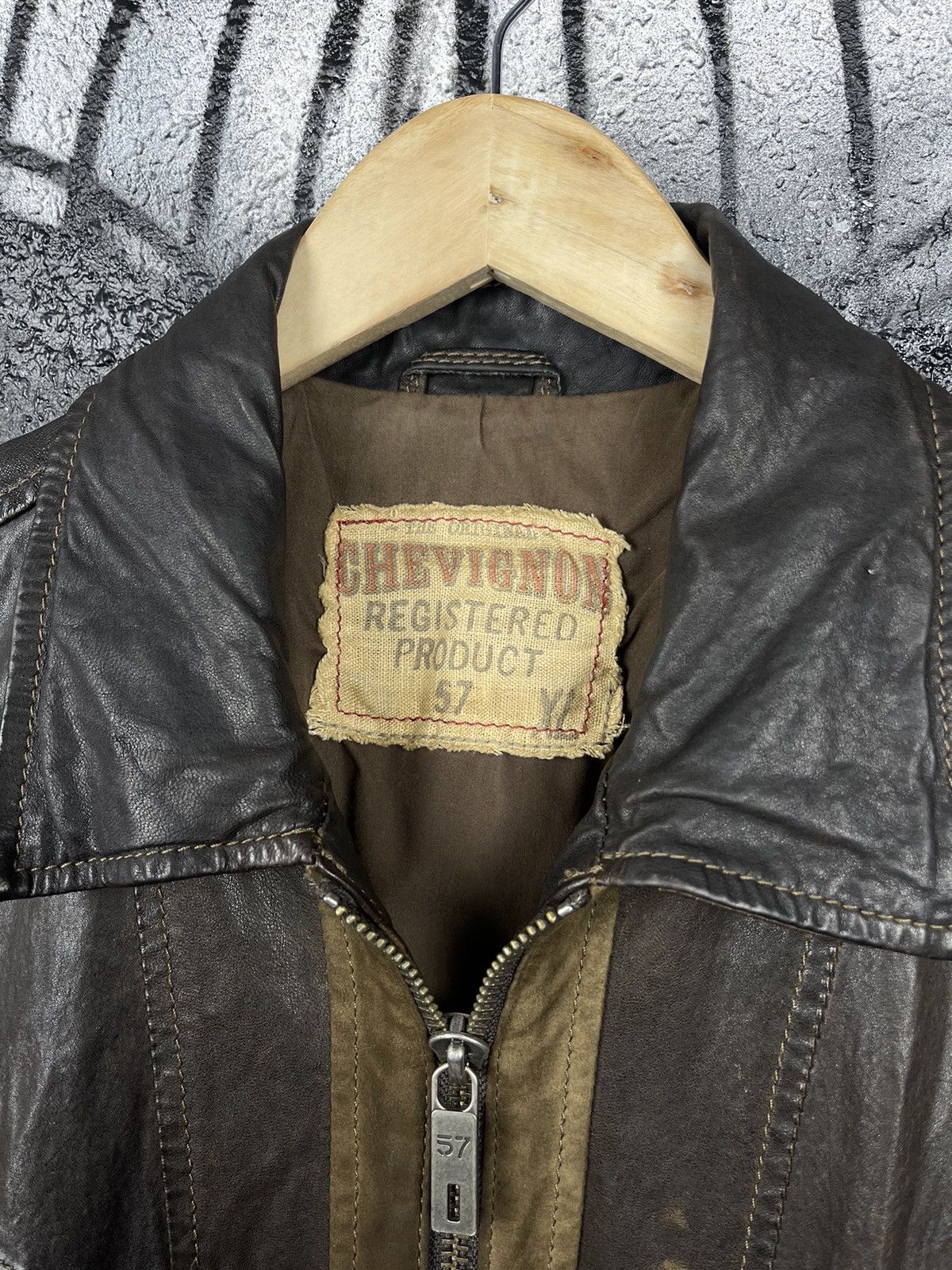 Chevignon Chevignon Registered Product 57 Vintage Brown Full Zip Sheepskin Leather Jacket Size US XL / EU 56 / 4 - 5 Thumbnail