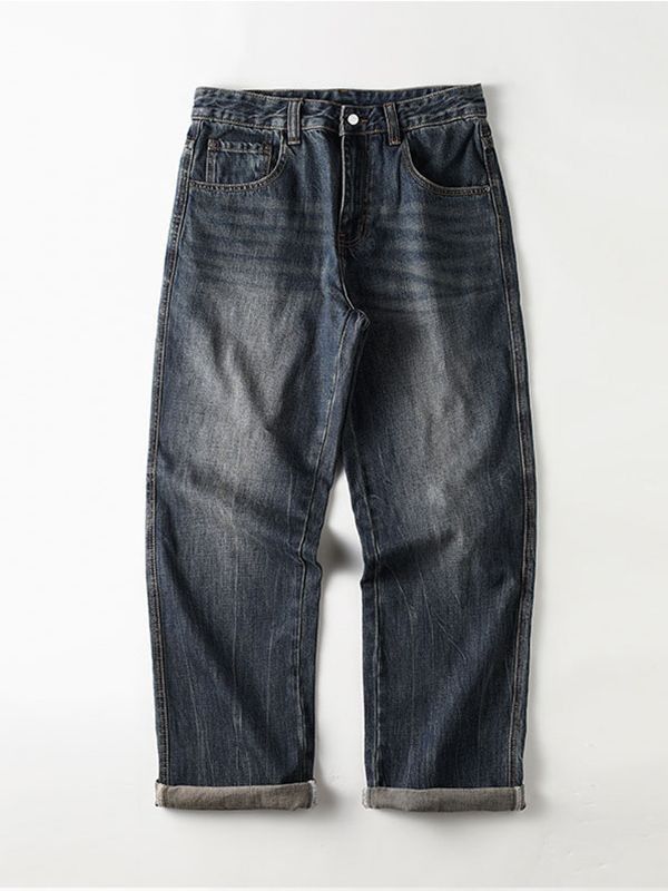 Japanese Brand Men's slim-fit retro dark blue jeans Size US 32 / EU 48 - 5 Thumbnail