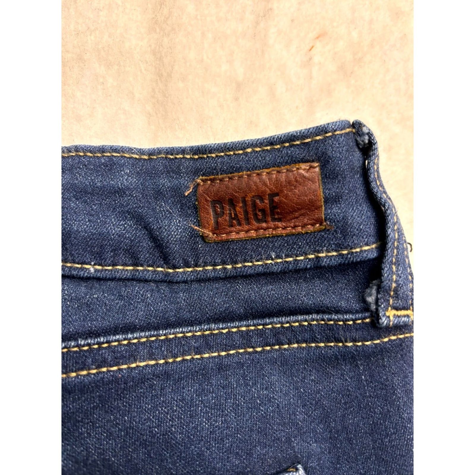 Paige Paige Skyline Skinny Jeans Womens 31 (33x 31) Dark Wash Blue Denim Stretch Size 24" / US 00 / IT 34 - 5 Thumbnail