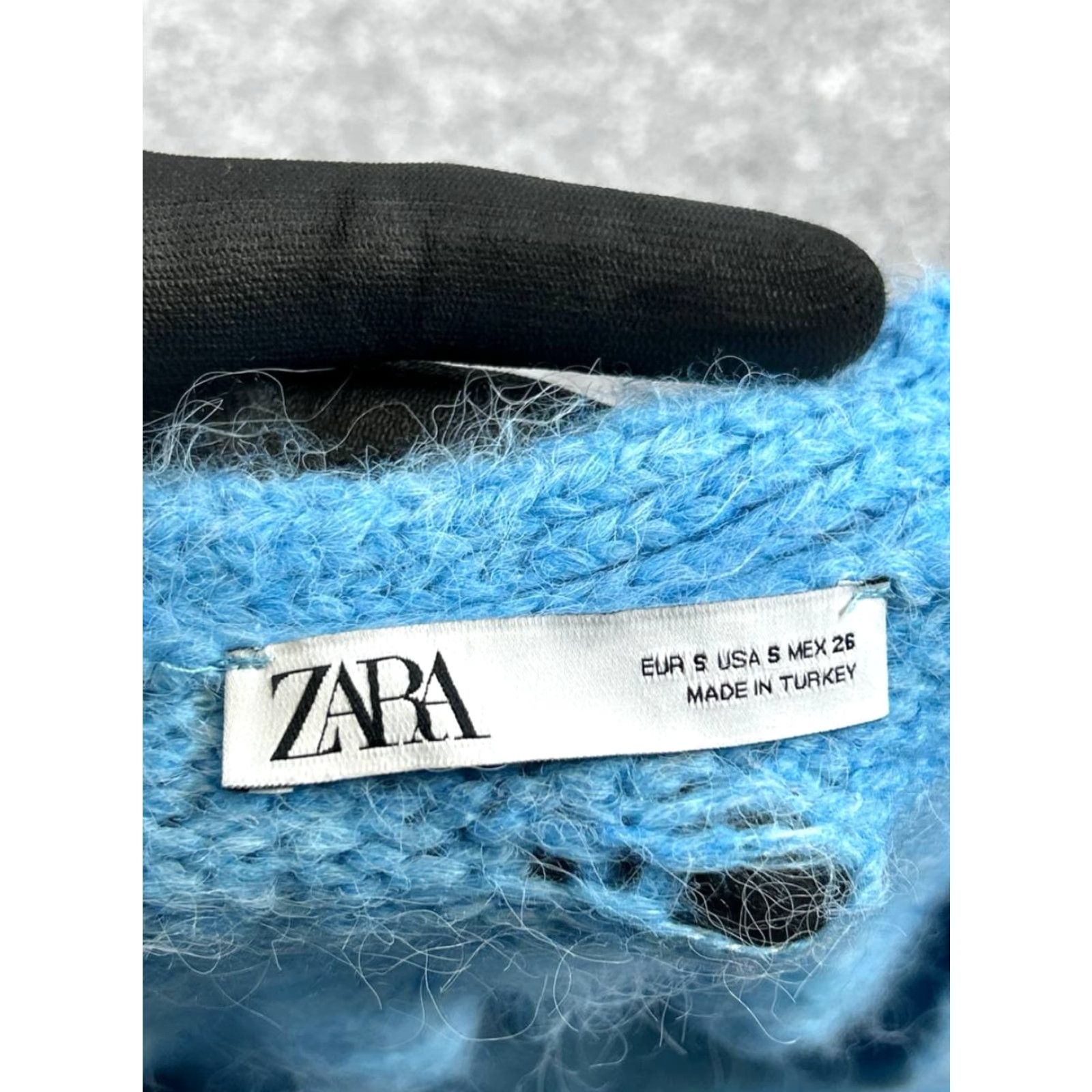 Zara Zara Womens Small Blue Cable Knit Pullover Sweater V-Neck Long Sleeve Casual Winter Fall Regular Size S / US 4 / IT 40 - 3 Thumbnail