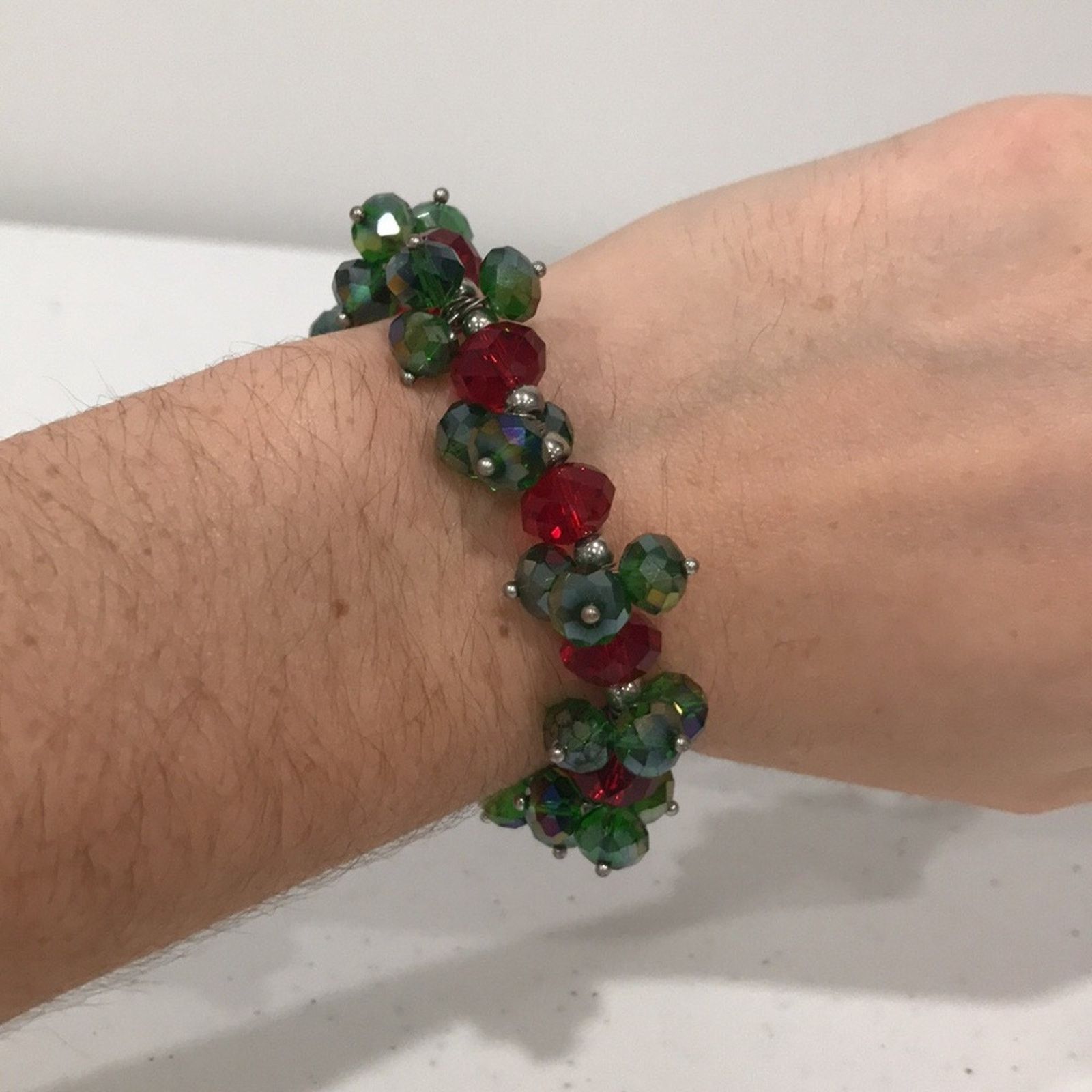 Other Y2k Holiday Christmas Stretch Crystal Beaded Bracelet Size ONE SIZE - 2 Thumbnail