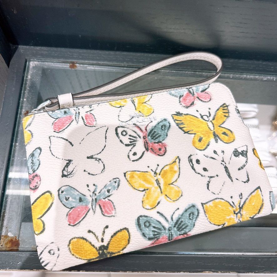 Coach Corner Zip Wristlet With Butterfly Print CAQ55 Size ONE SIZE - 8 Thumbnail