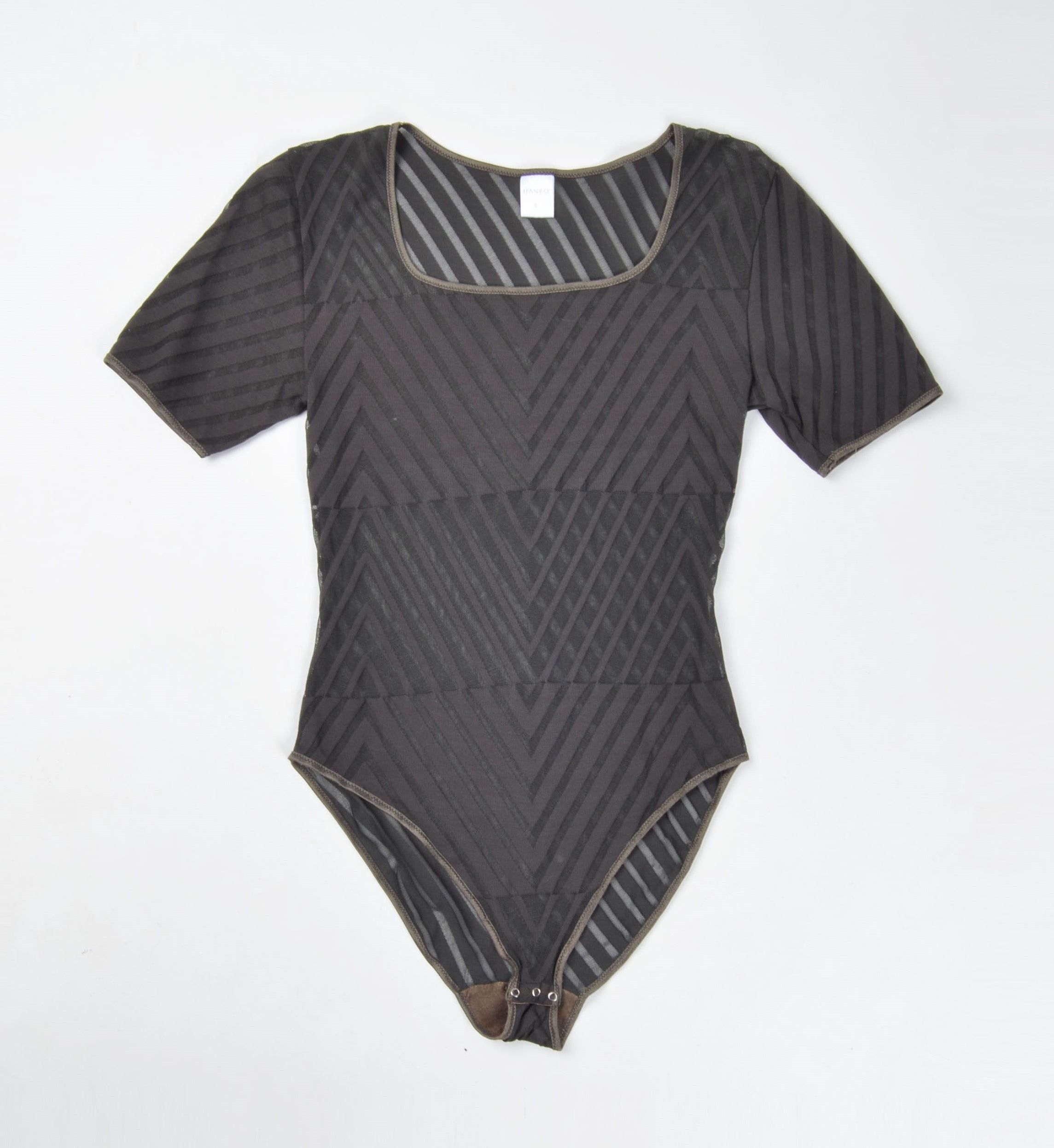 Hanro Hanro Vintage Mesh Striped Short Sleeve Bodysuit Size ONE SIZE - 4 Thumbnail