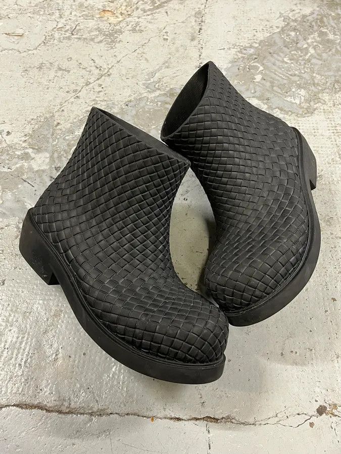 Bottega Veneta Bottega Veneta Black Woven Leather Boots Size US 8 / EU 41 - 3 Thumbnail