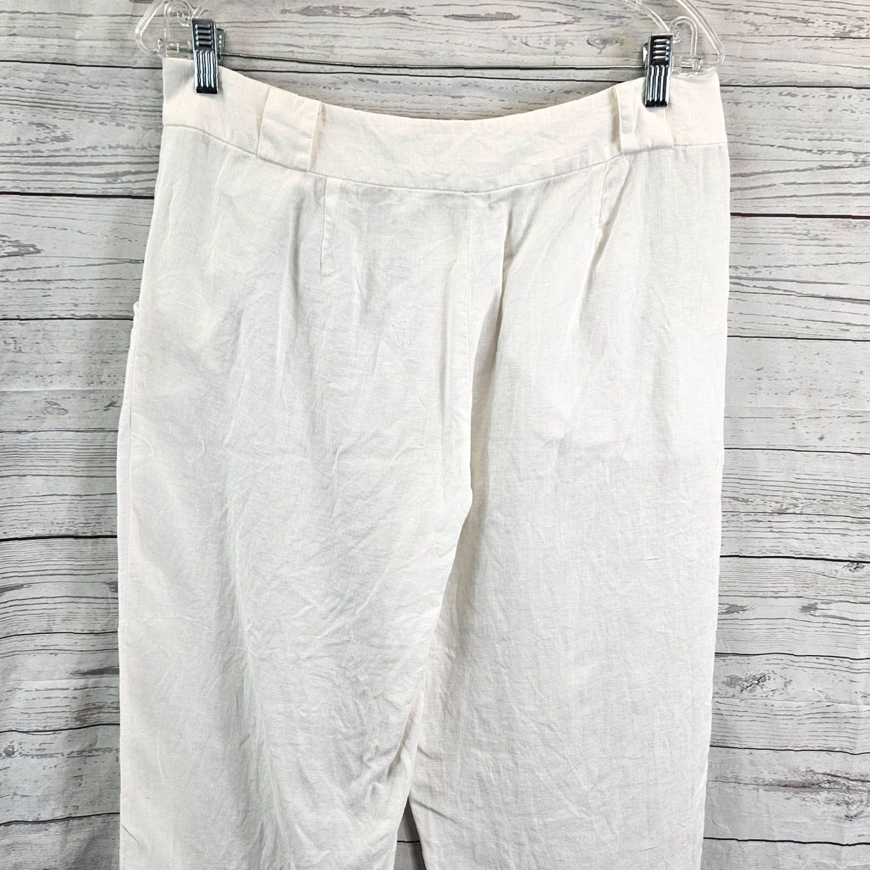 Tommy Bahama Tommy Bahama Womens Cropped Linen Pants Sz 10 Wide Leg White High Rise Linen Pants Girls Womens Size 32" / US 10 / IT 46 - 4 Thumbnail