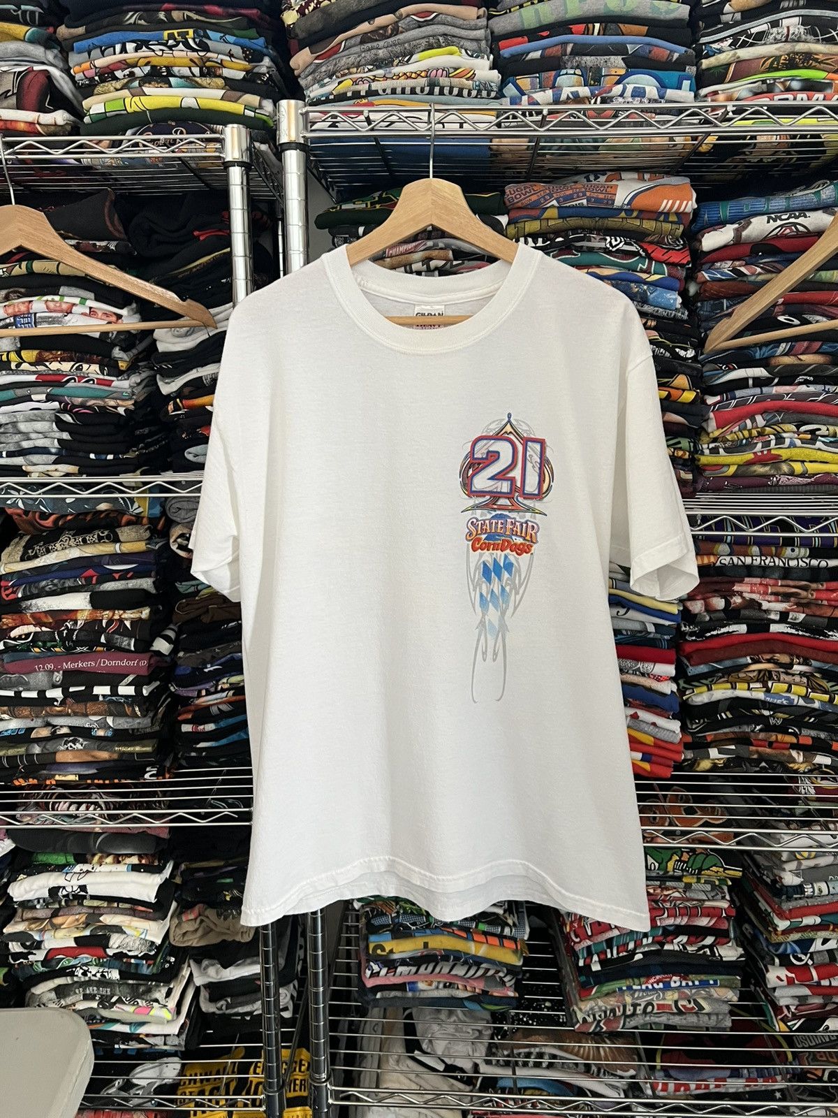 NASCAR 2000s Elliot Sadler #21 State Fair Corn Dogs Racing Tee Size US L / EU 52-54 / 3 - 2 Thumbnail