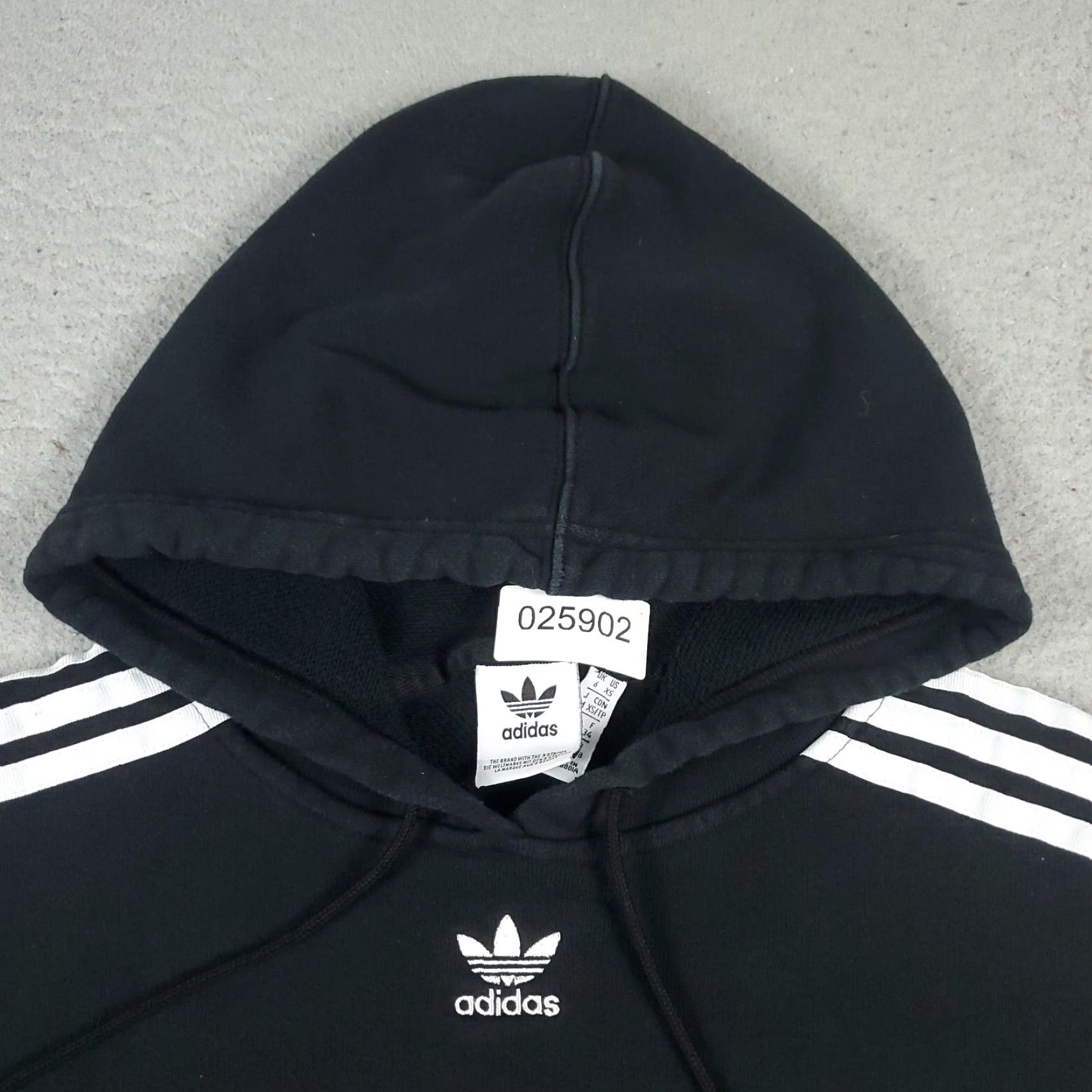 Adidas Adidas Hoodie Womens XS Black White Cropped Pullover Sweatshirt Cotton Blend Logo Size XS / US 0-2 / IT 36-38 - 3 Thumbnail