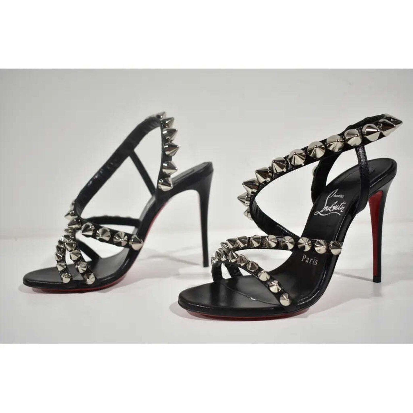 Christian Louboutin Spikita Strap 100 Black Spike Strappy Sandal Heel Pump 35 Size US 5 / IT 35 - 9 Thumbnail