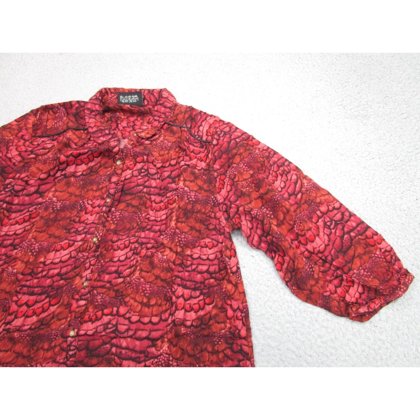 Scotch & Soda Scotch & Soda Dress Womens Medium Red Feather Print Tunic Shirt Rayon Viscose Size M / US 6-8 / IT 42-44 - 2 Thumbnail
