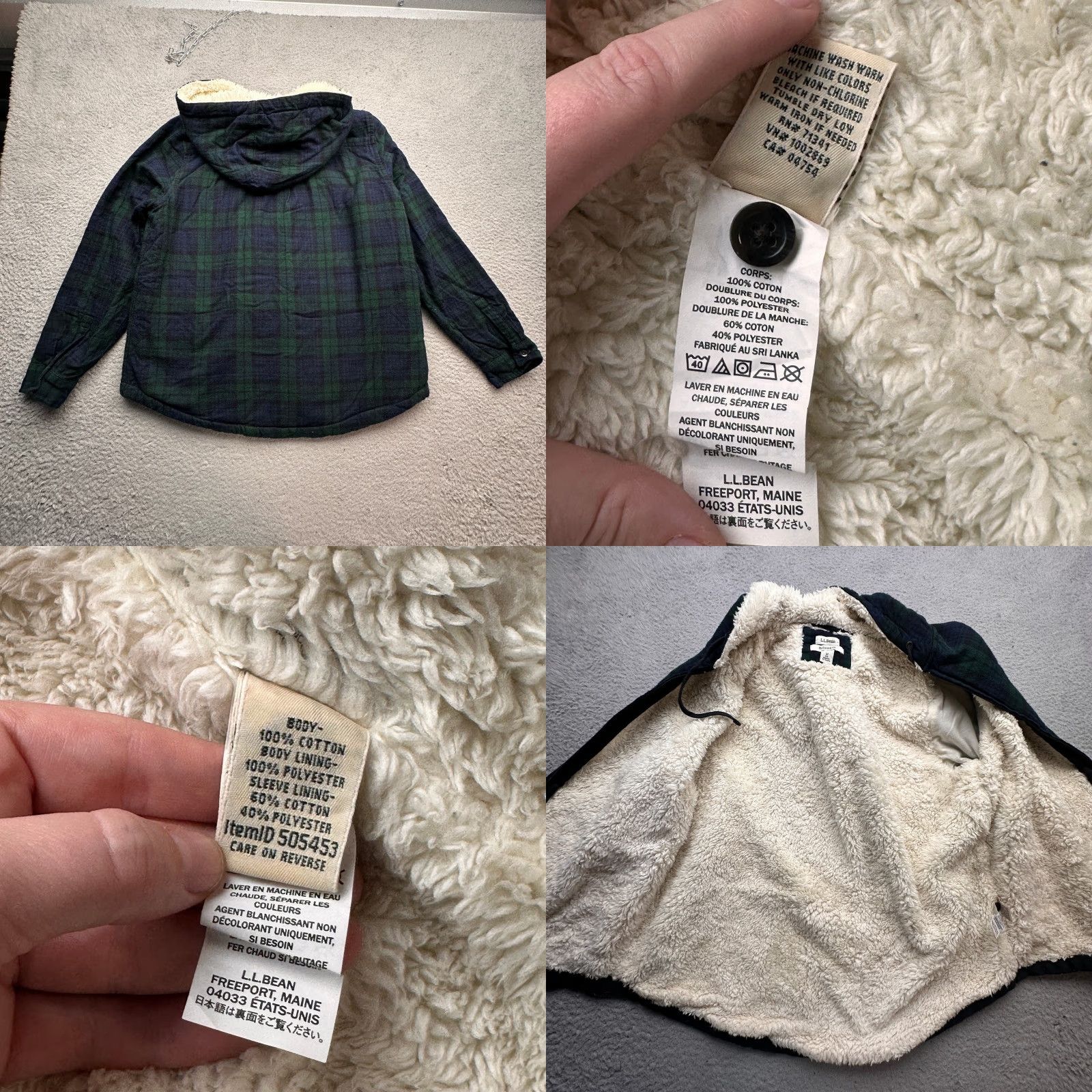 Vintage LL Bean Plaid Flannel Sherpa-Lined Zip Hoodie Jacket Womens Medium Green Hoodie Jacket Womens Medium Green 505453 Size M / US 6-8 / IT 42-44 - 8 Thumbnail
