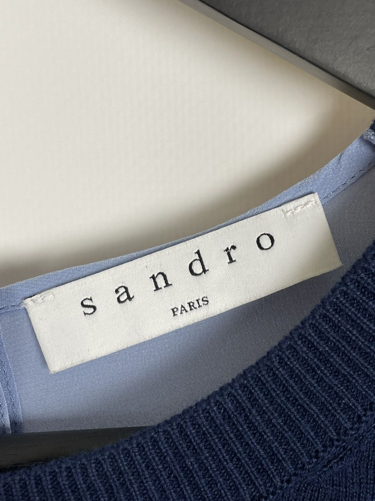 Sandro Sandro Paris Blue Ipolit Silk Back Sweater Open Ti Size M / US 6-8 / IT 42-44 - 9 Thumbnail