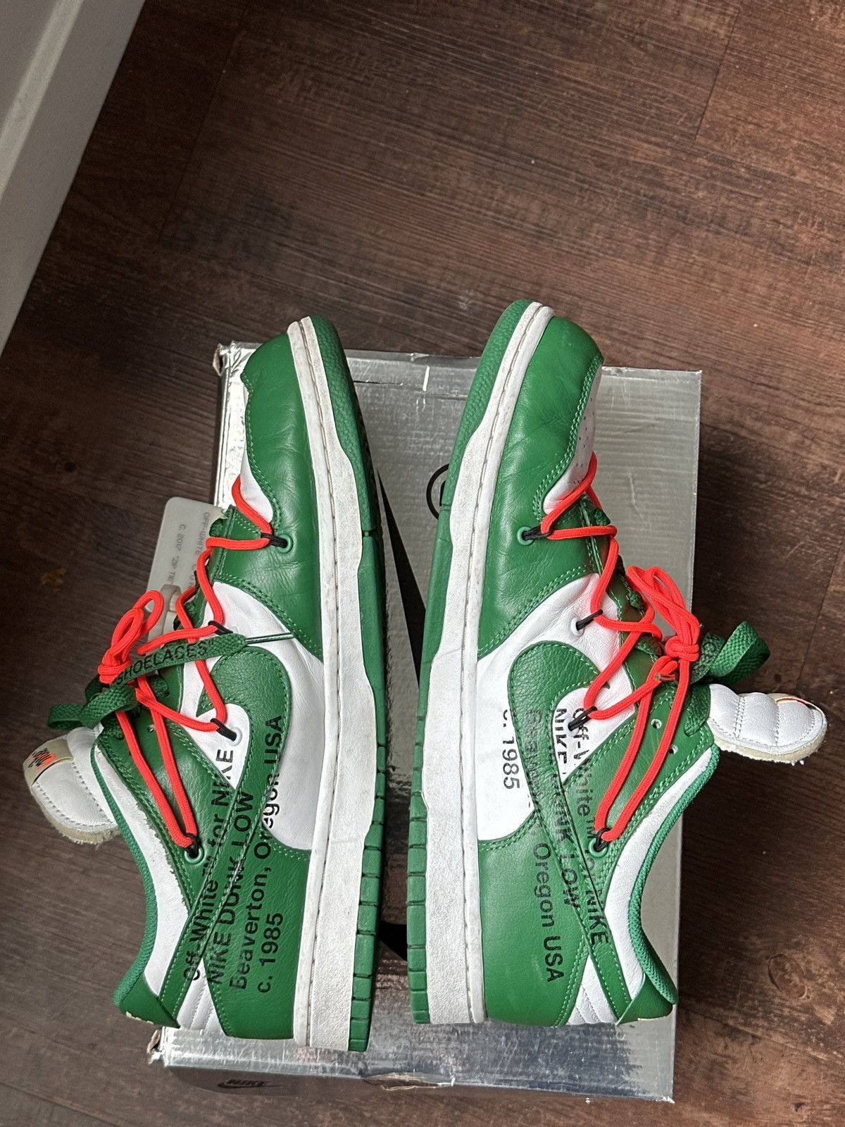 Nike × Off-White Off-White Dunks Pine Green Size US 12 / EU 45 - 15 Thumbnail