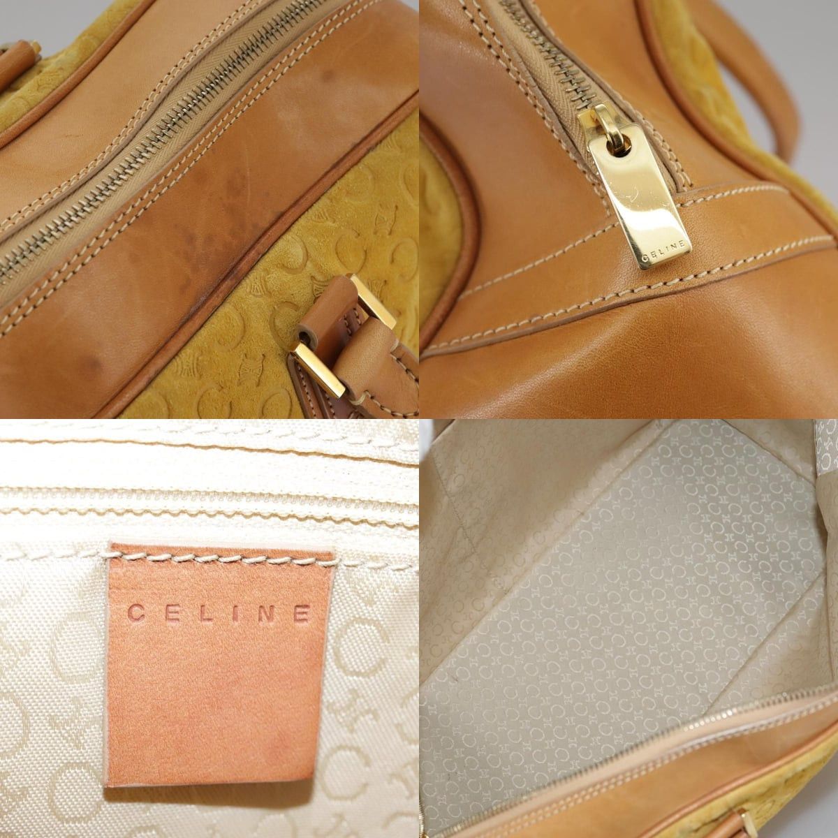 Celine CELINE C Macadam Canvas Hand Bag Suede Leather Yellow Gold Size ONE SIZE - 11 Thumbnail