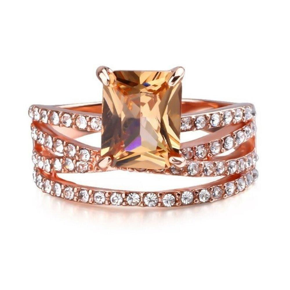 Designer Sparkling Champagne Morganite Crystal Engagement Ring Size ONE SIZE - 5 Thumbnail