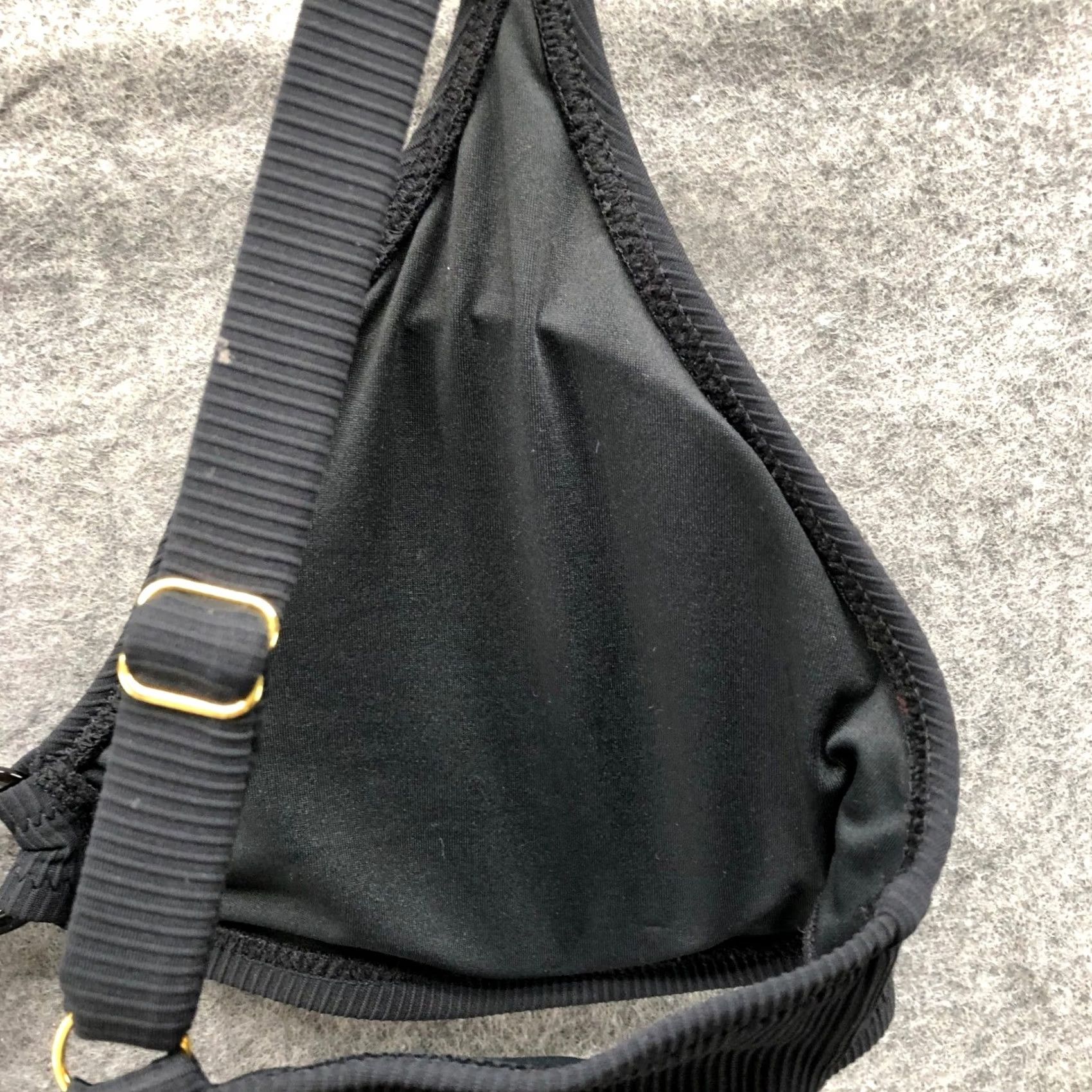 Vintage VINTAGE Charmo Ribbed Triangle Bikini Top Womens XL Black UPF 50 Padded Ring Front Size XL / US 12-14 / IT 48-50 - 6 Thumbnail