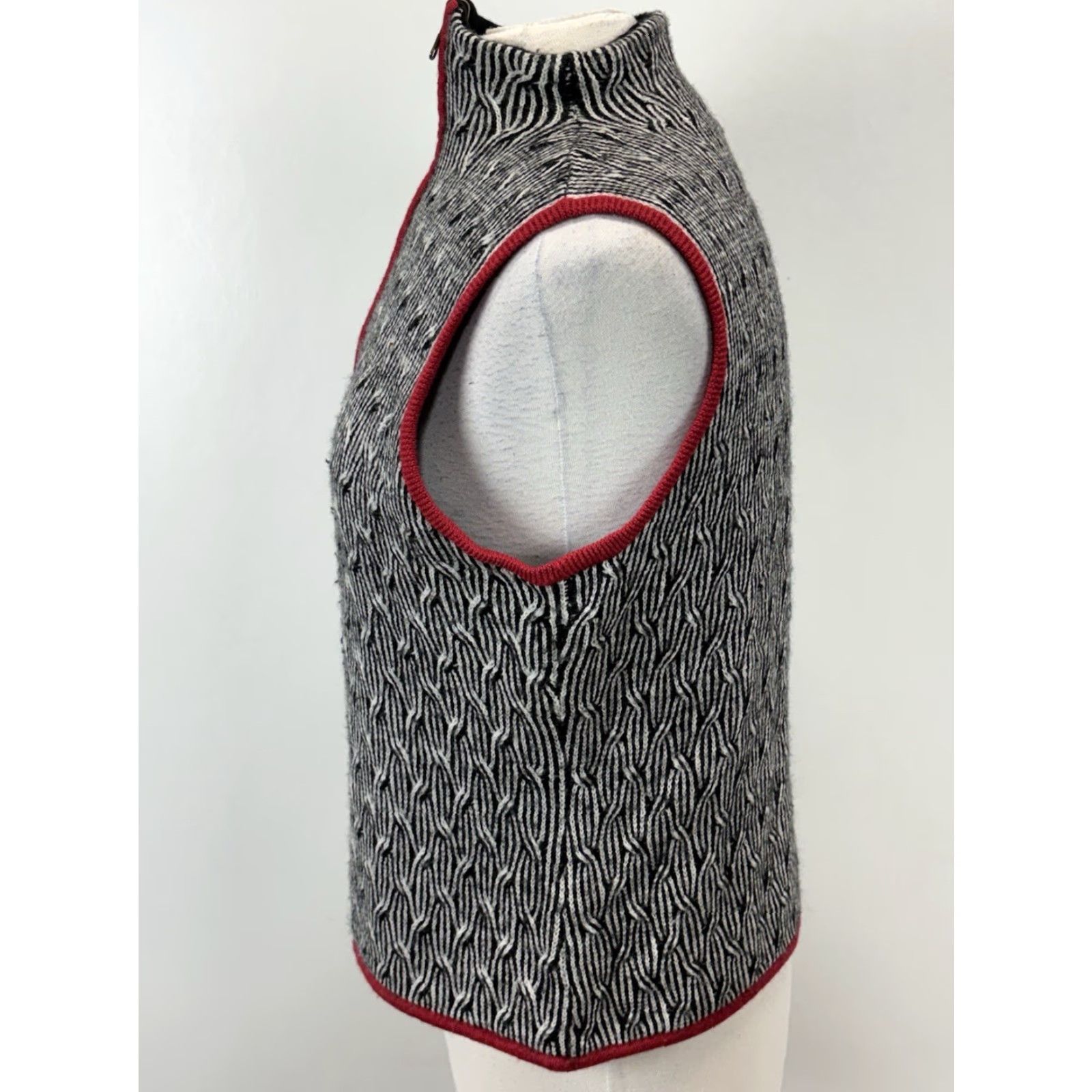 Vintage Vtg Windridge Cheryl Nash Sweater Vest Large Women’s Black White Wool Full Zip Size L / US 10 / IT 46 - 2 Thumbnail