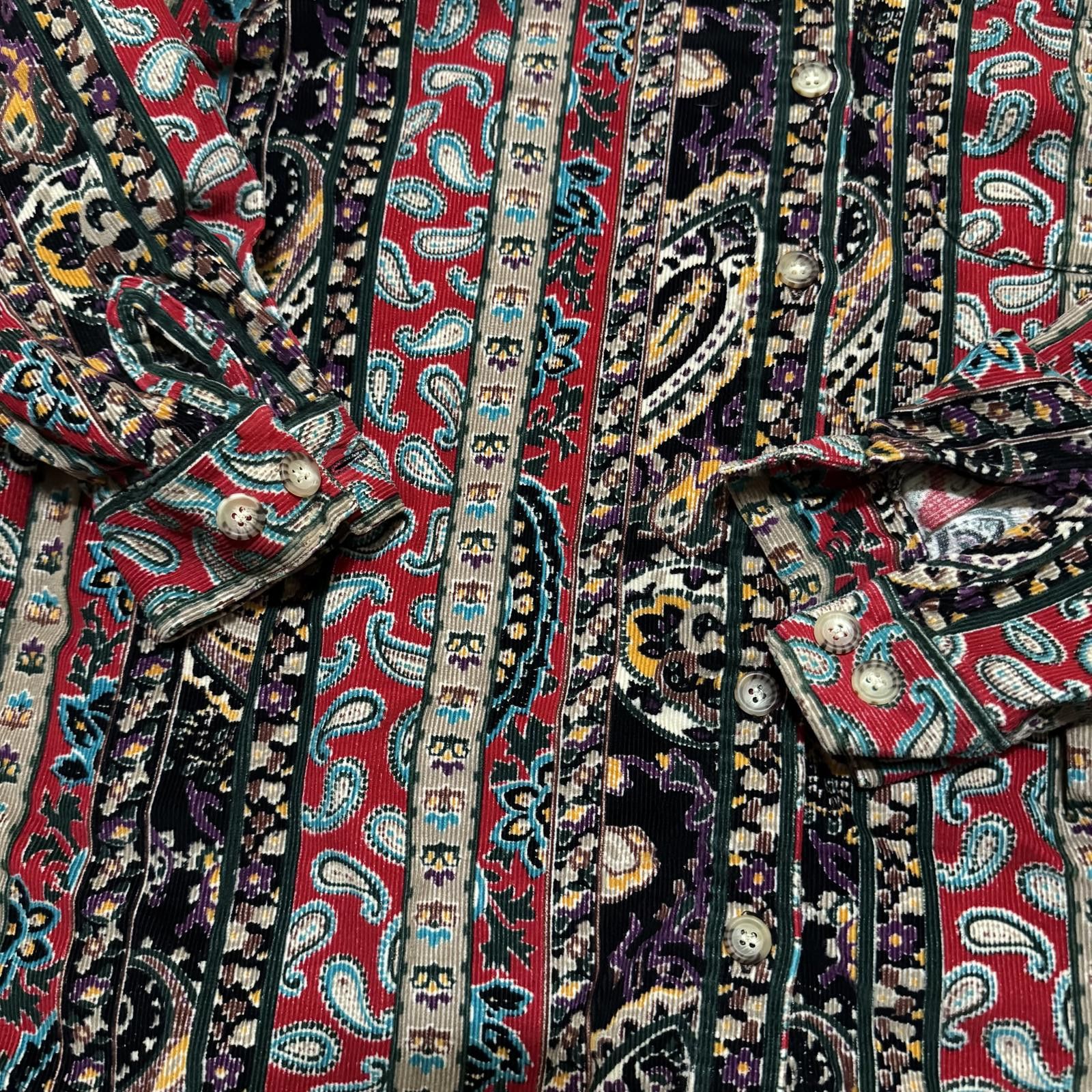 Other Vintage 90s Corduroy Paisley Art Button Shirt CM Company Size XL / US 12-14 / IT 48-50 - 3 Thumbnail