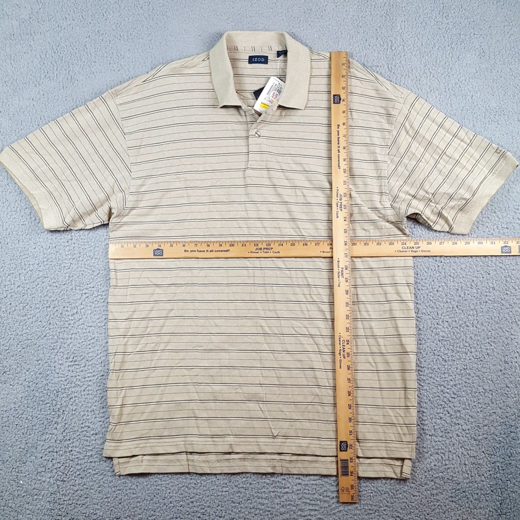 Izod VINTAGE IZOD Polo Shirt Men Beige Striped Golf XL Relaxed Fit Collar Shirt Size US XL / EU 56 / 4 - 7 Thumbnail
