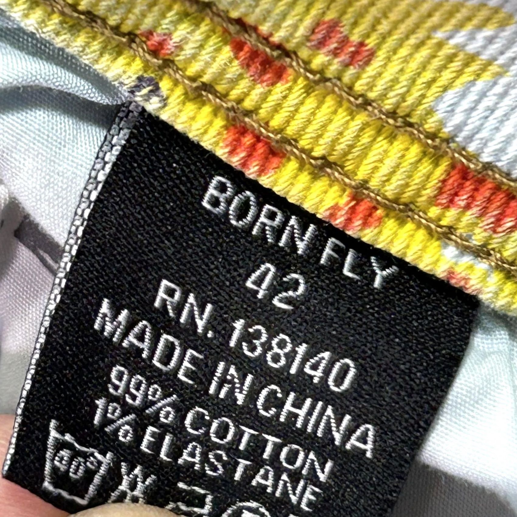 Born Born Fly Jeans Mens 42x34 Blue Distressed Stretch Straight Denim Light Wash Jeans Size US 42 / EU 58 - 4 Thumbnail