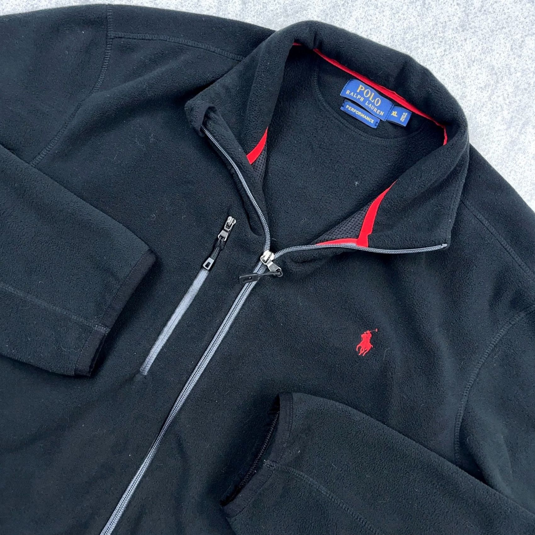 Polo Ralph Lauren VINTAGE Polo Ralph Lauren Jacket Men XL Black Fleece Full Zip Bomber Red Pony Full Zip Size US XL / EU 56 / 4 - 2 Thumbnail