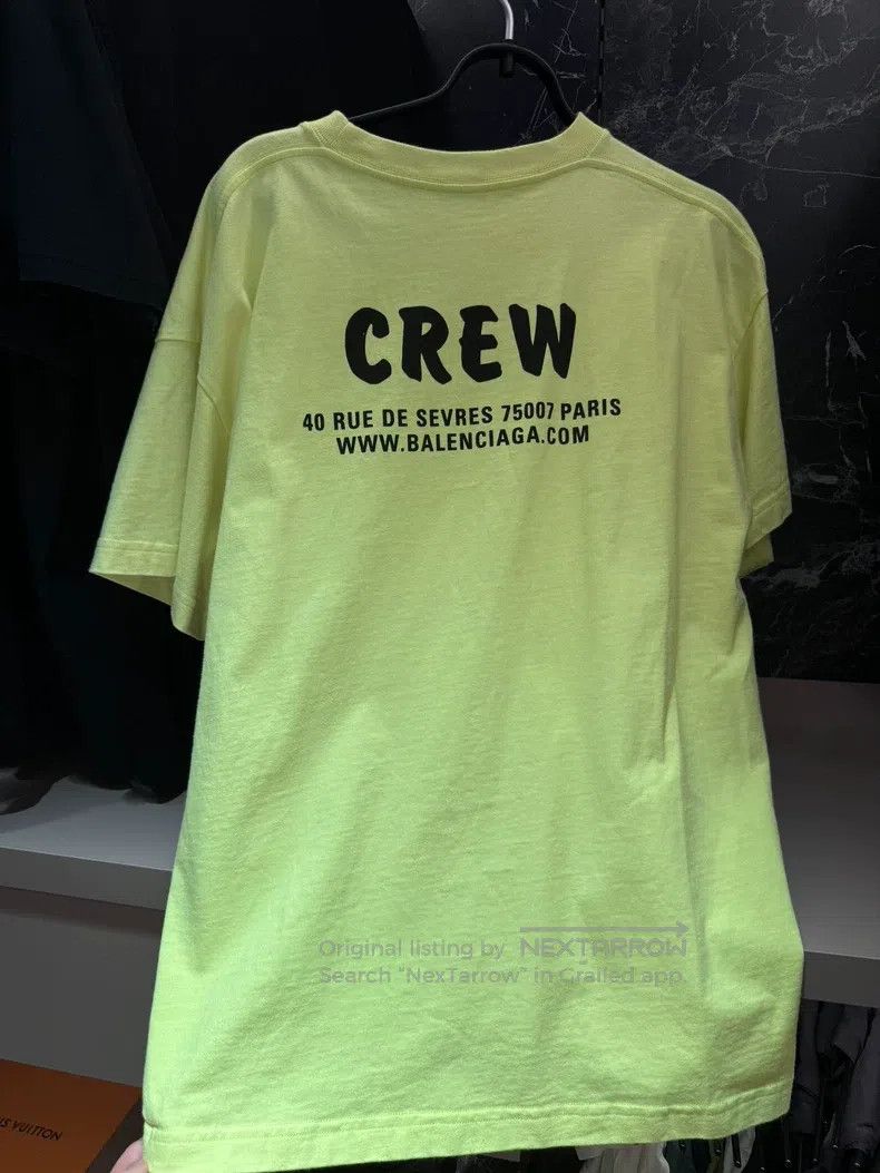 Balenciaga Balenciaga CREW Logo Fluorescent Yellow Short Sleeve T-shi Size US L / EU 52-54 / 3 - 7 Thumbnail