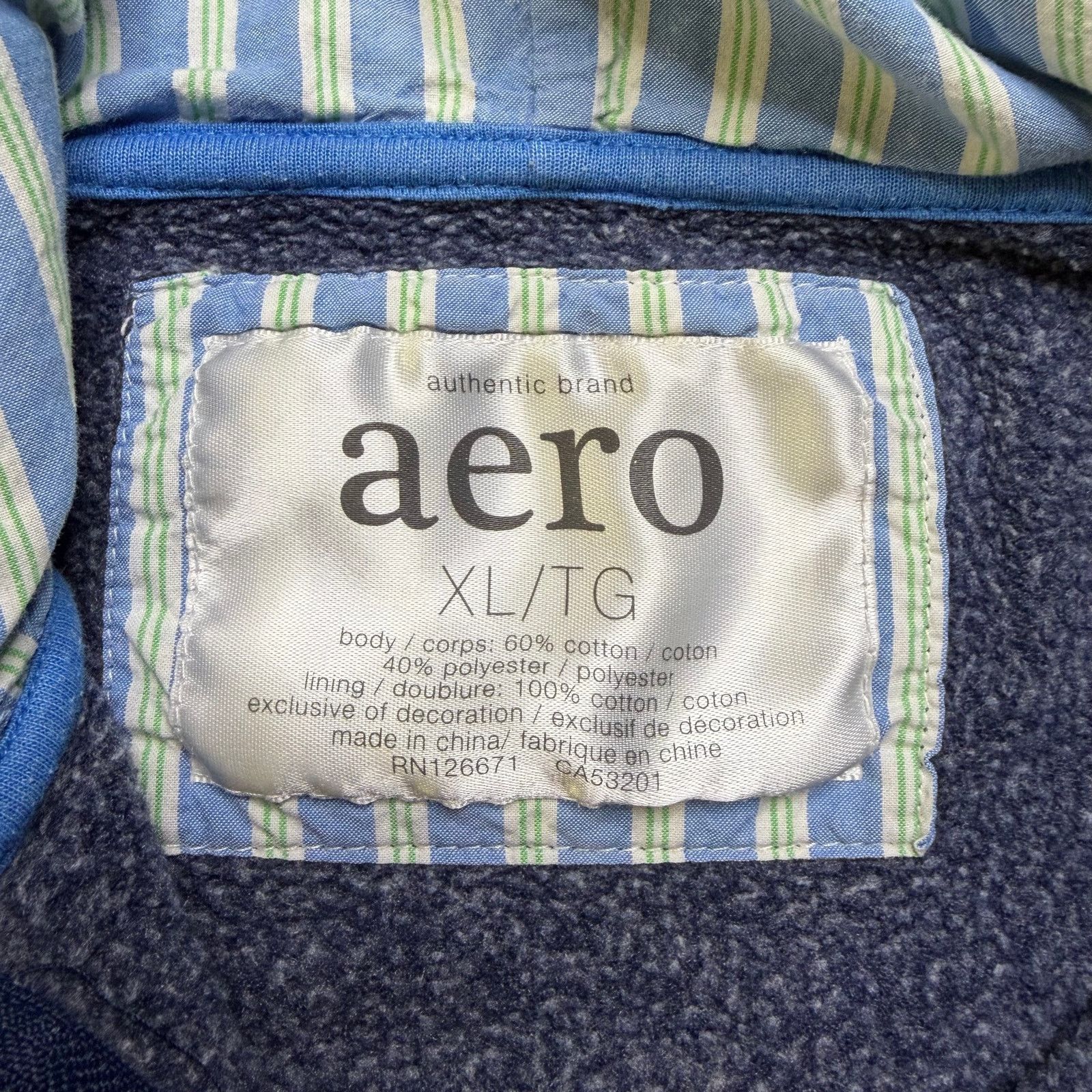 Aeropostale Aero Aeropostale Hoodie XL Blue Distressed Y2K Jacket Size XL / US 12-14 / IT 48-50 - 3 Thumbnail