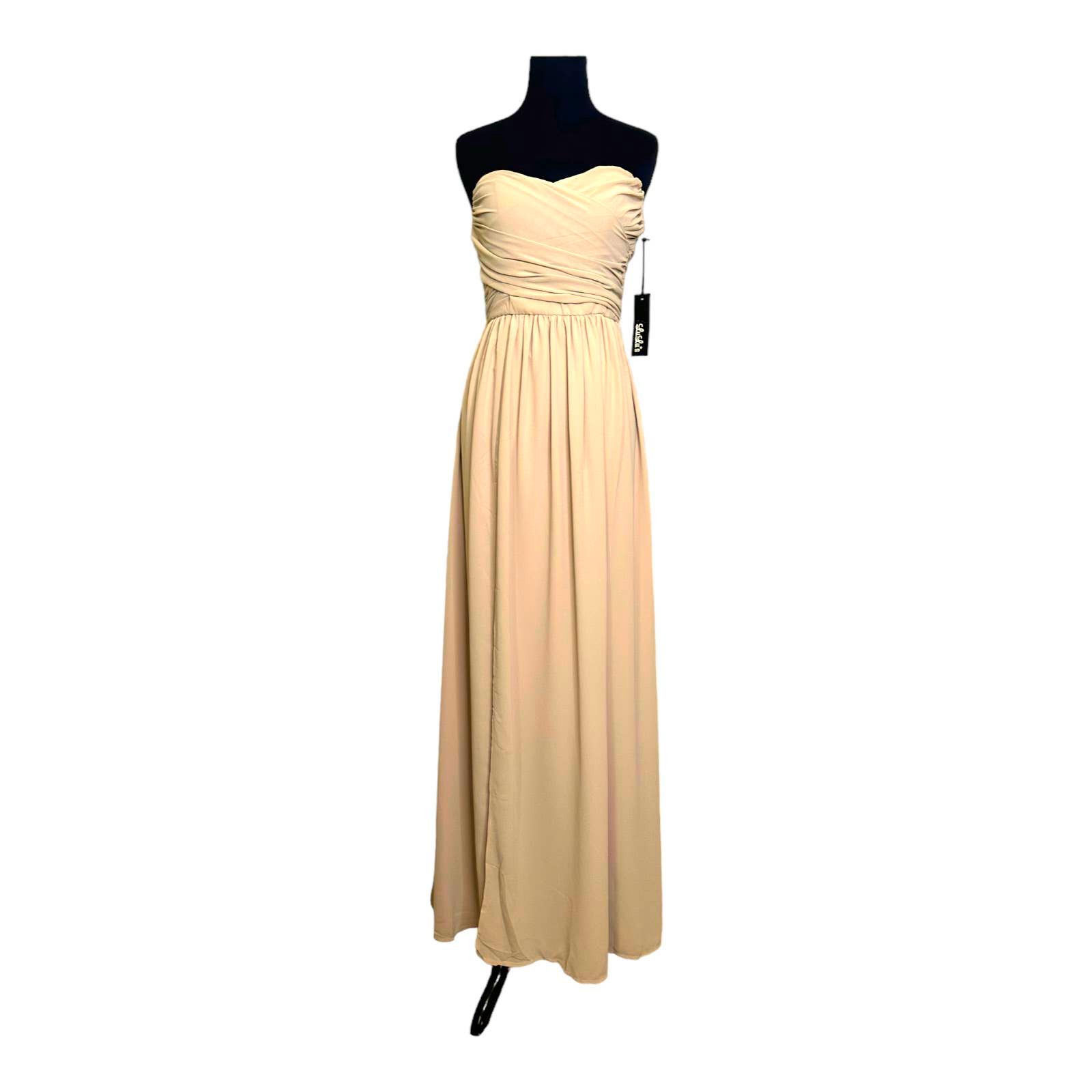 Lululemon Lulu's Moonlight Serenade Beige Strapless Maxi Dress size L Size L / US 10 / IT 46 - 7 Thumbnail