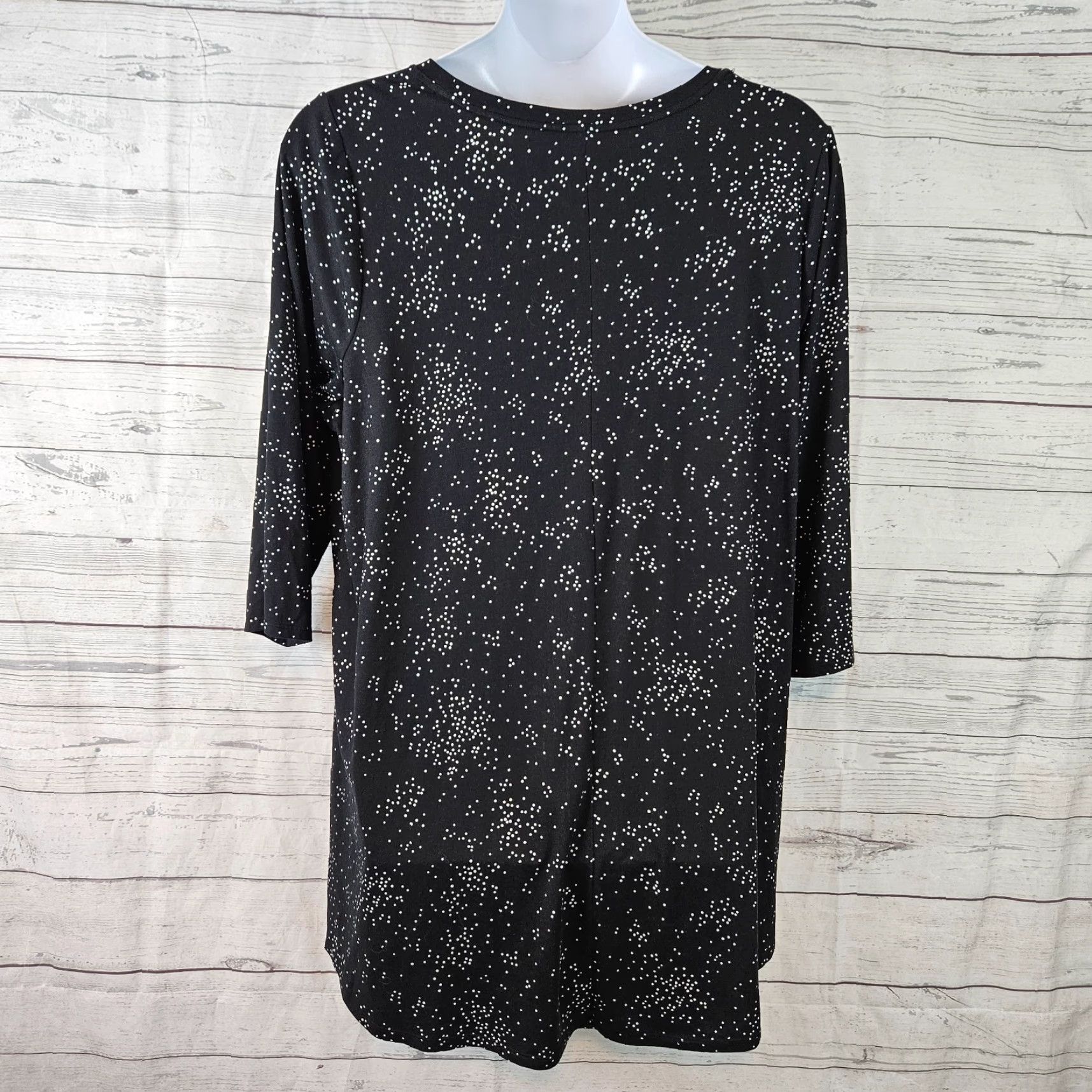 Vintage Lane Bryant Womens Tunic Top 22/24 Black White 3/4 Sleeve Blouse Shirt Womens Plus Size 22 Size 3XL / US 20-22 - 4 Thumbnail
