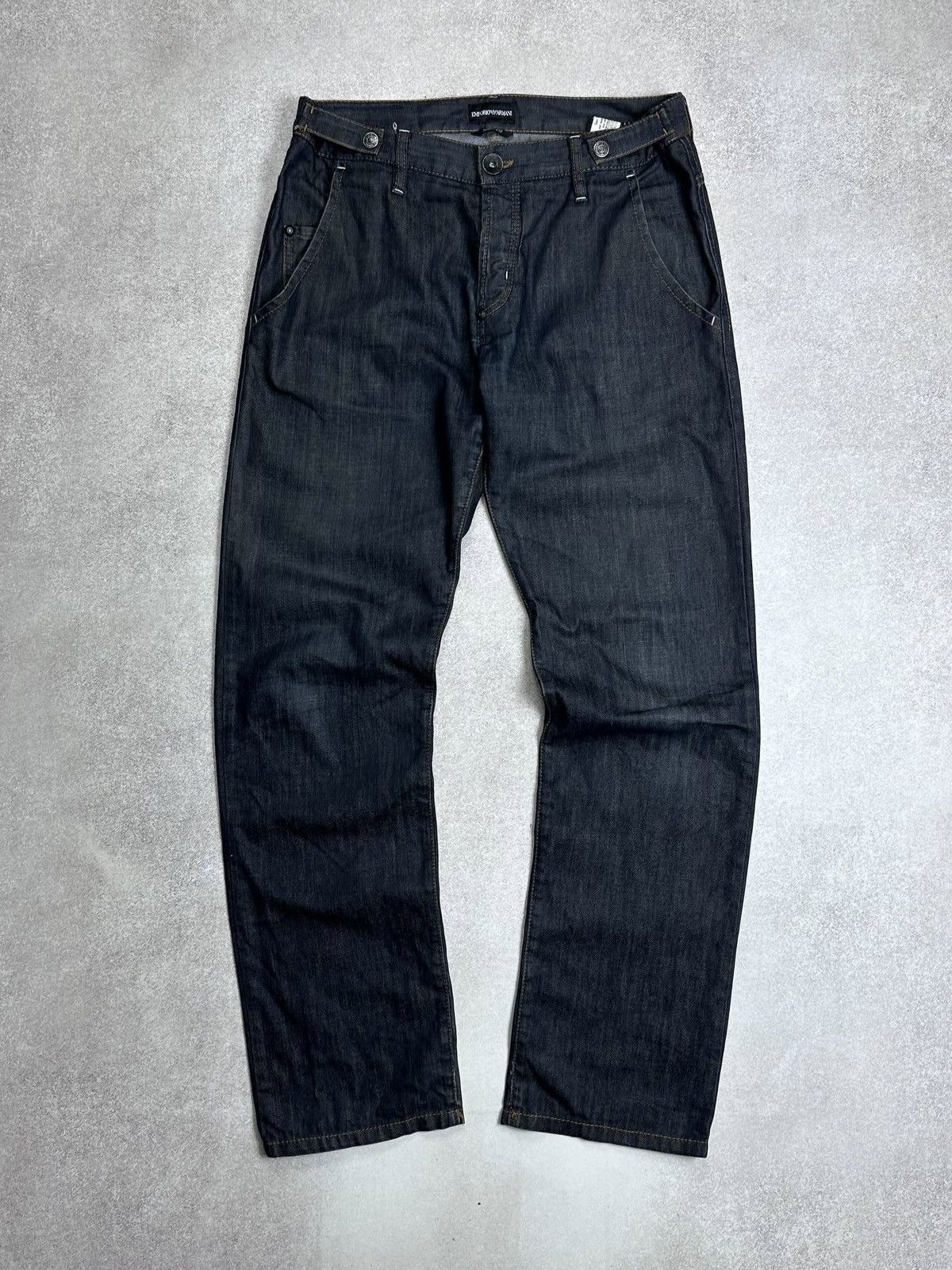 Emporio Armani Vintage Emporio Armani Baggy Denim Metal Logo Jeans 52 34 Size US 30 / EU 46 - 1 Thumbnail