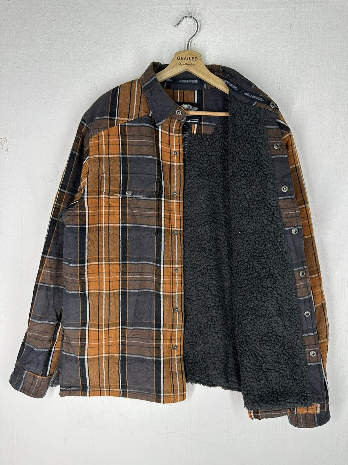 Harley Davidson Vintage HD Plaid Sherpa Lined Thick Heavy Flannel Jacket Size US L / EU 52-54 / 3 - 7 Thumbnail