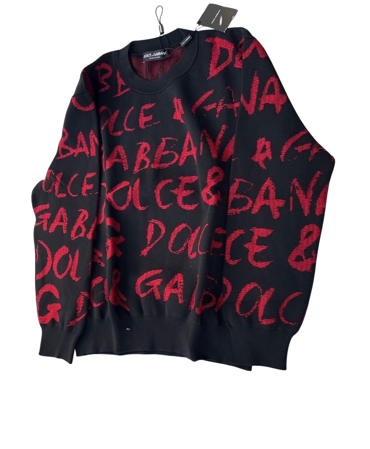 Dolce & Gabbana Dolce and Gabbana Logo Detail Jacquared Sweater Black/Red Size US M / EU 48-50 / 2 - 3 Thumbnail
